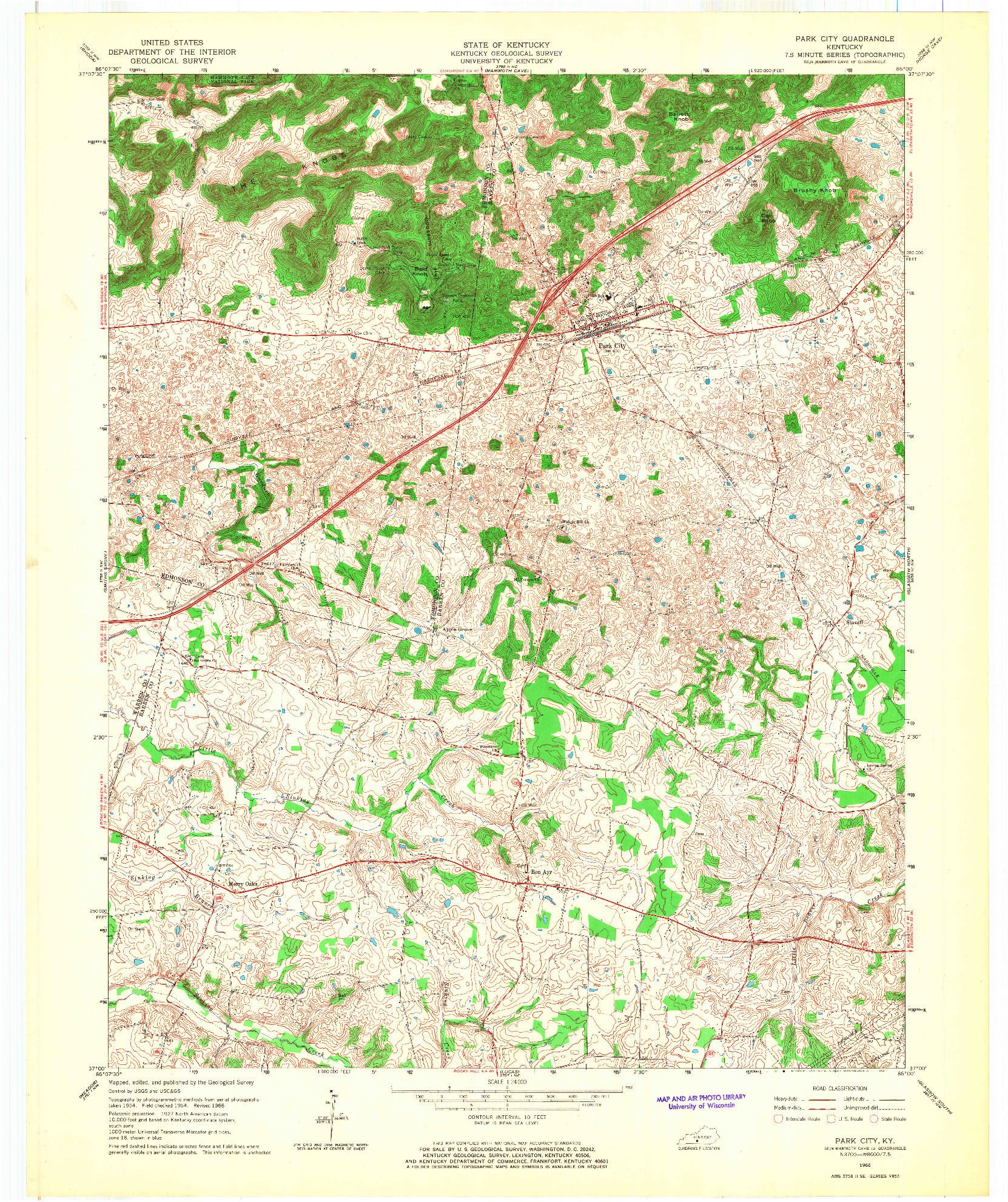 USGS 1:24000-SCALE QUADRANGLE FOR PARK CITY, KY 1966