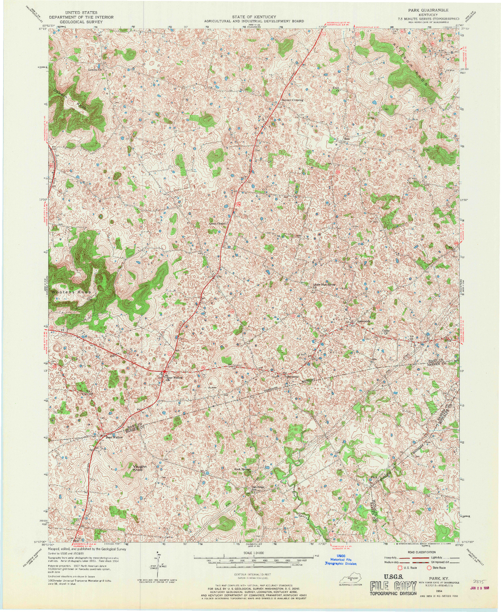 USGS 1:24000-SCALE QUADRANGLE FOR PARK, KY 1954