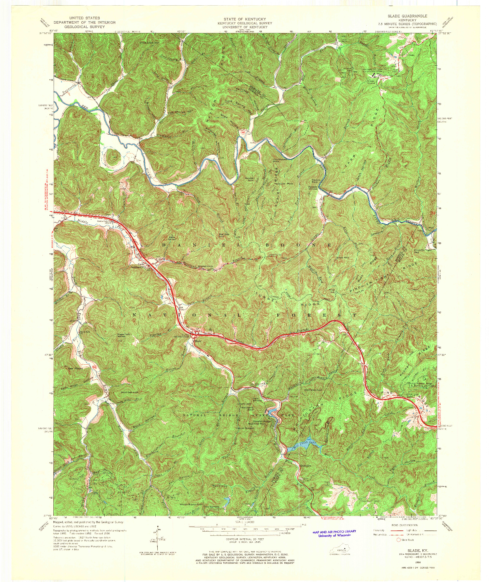 USGS 1:24000-SCALE QUADRANGLE FOR SLADE, KY 1966