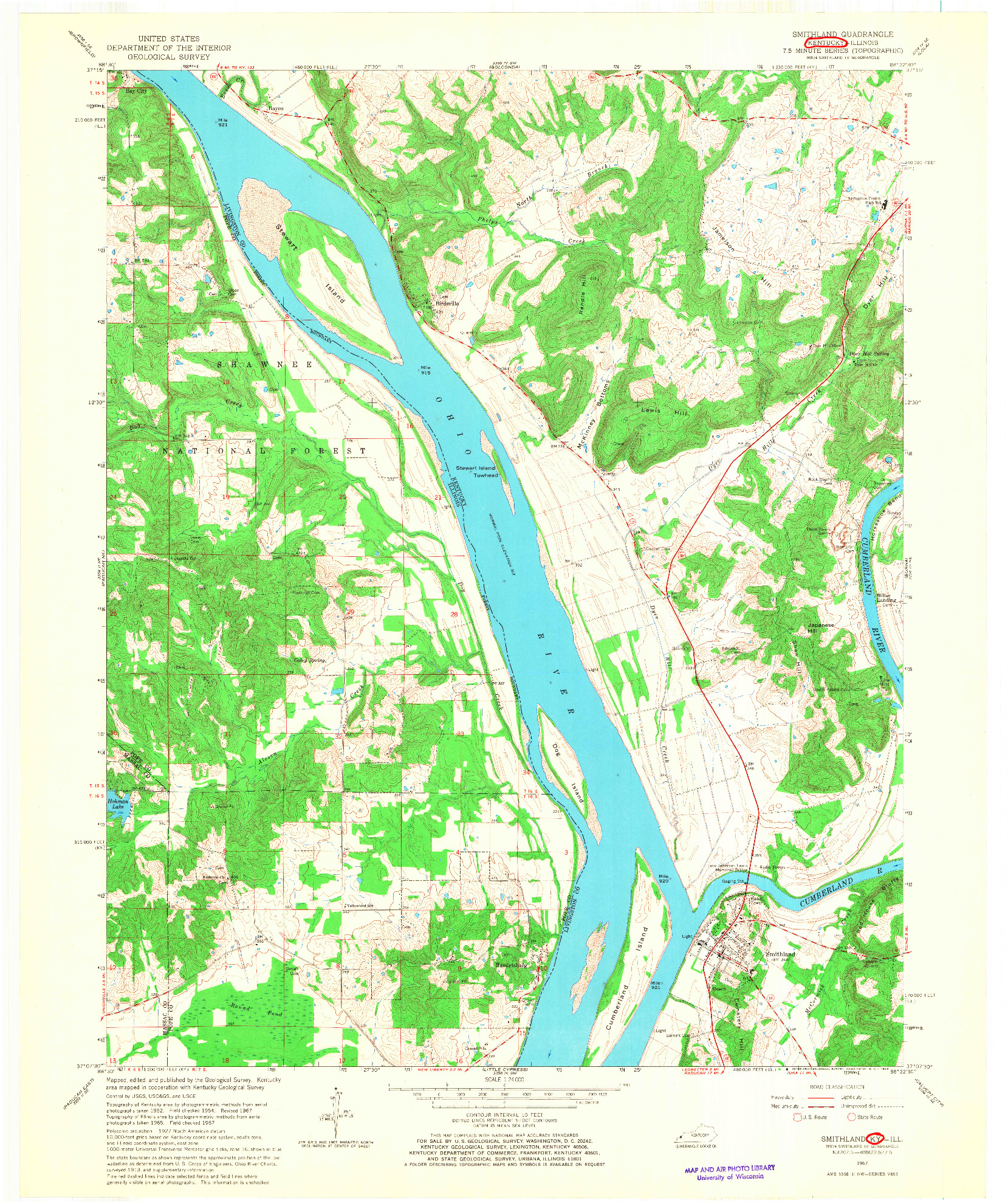 USGS 1:24000-SCALE QUADRANGLE FOR SMITHLAND, KY 1967