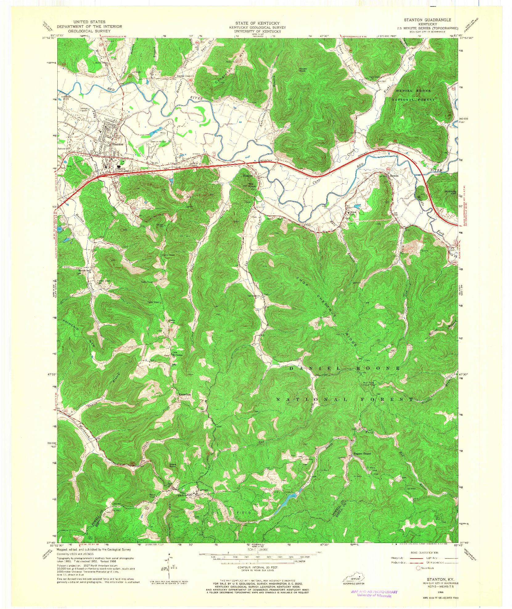 USGS 1:24000-SCALE QUADRANGLE FOR STANTON, KY 1966