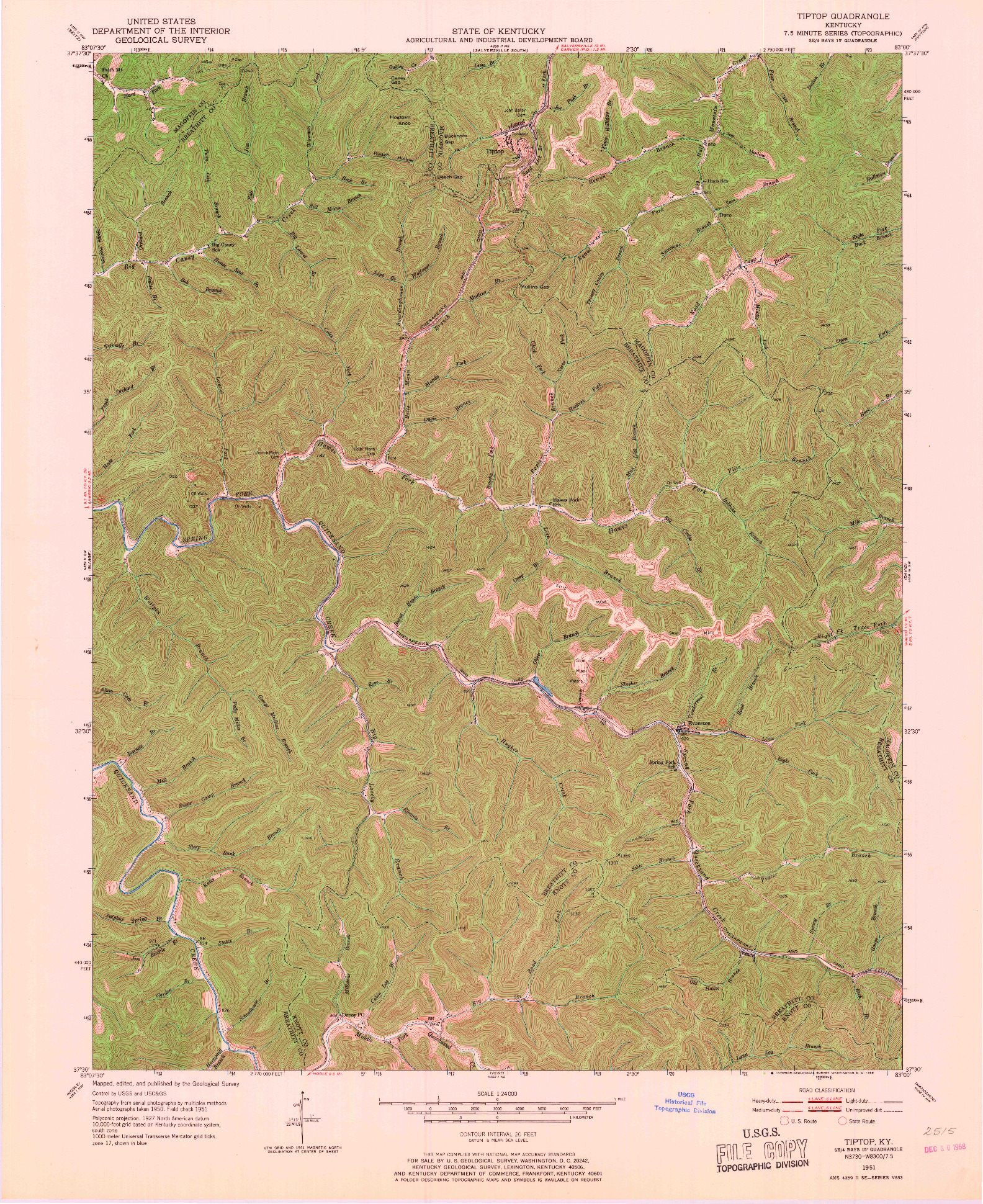 USGS 1:24000-SCALE QUADRANGLE FOR TIPTOP, KY 1951