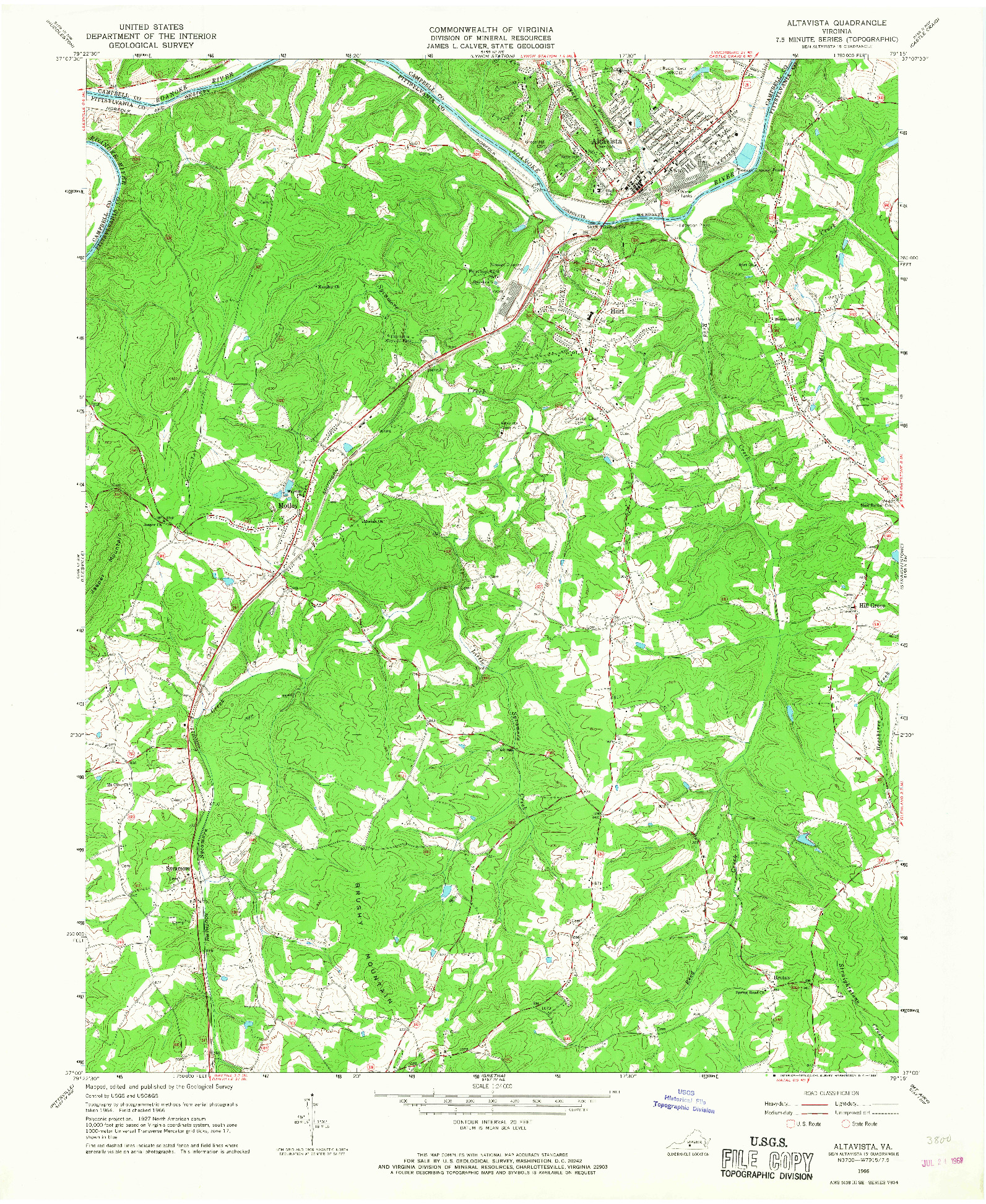 USGS 1:24000-SCALE QUADRANGLE FOR ALTAVISTA, VA 1966