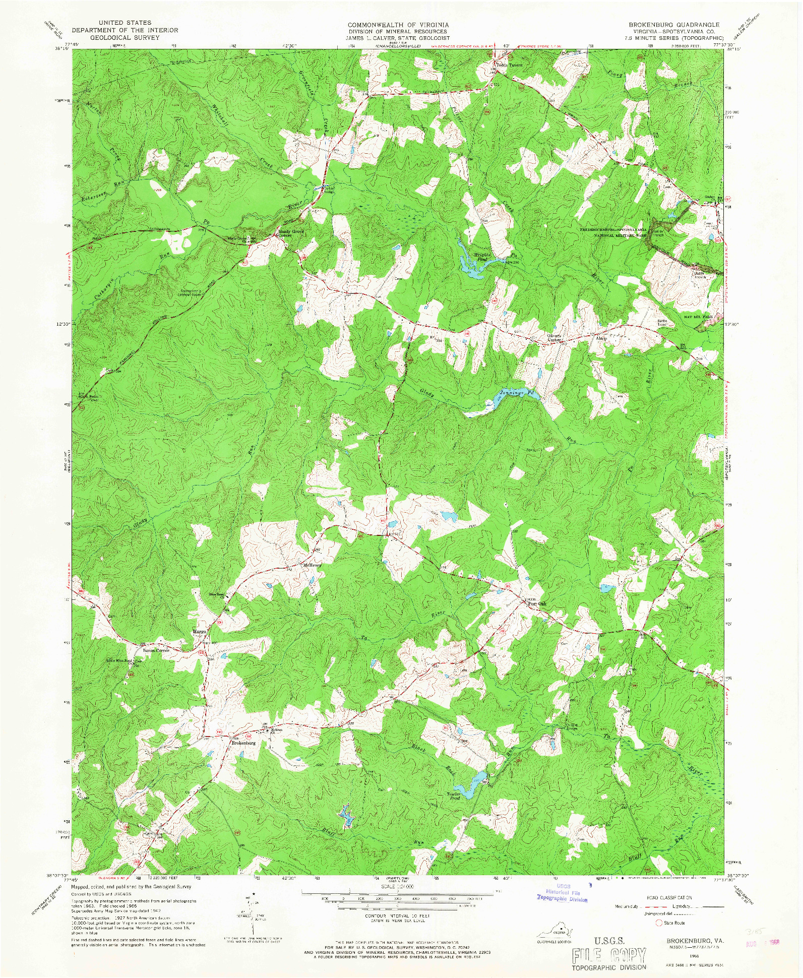 USGS 1:24000-SCALE QUADRANGLE FOR BROKENBURG, VA 1966