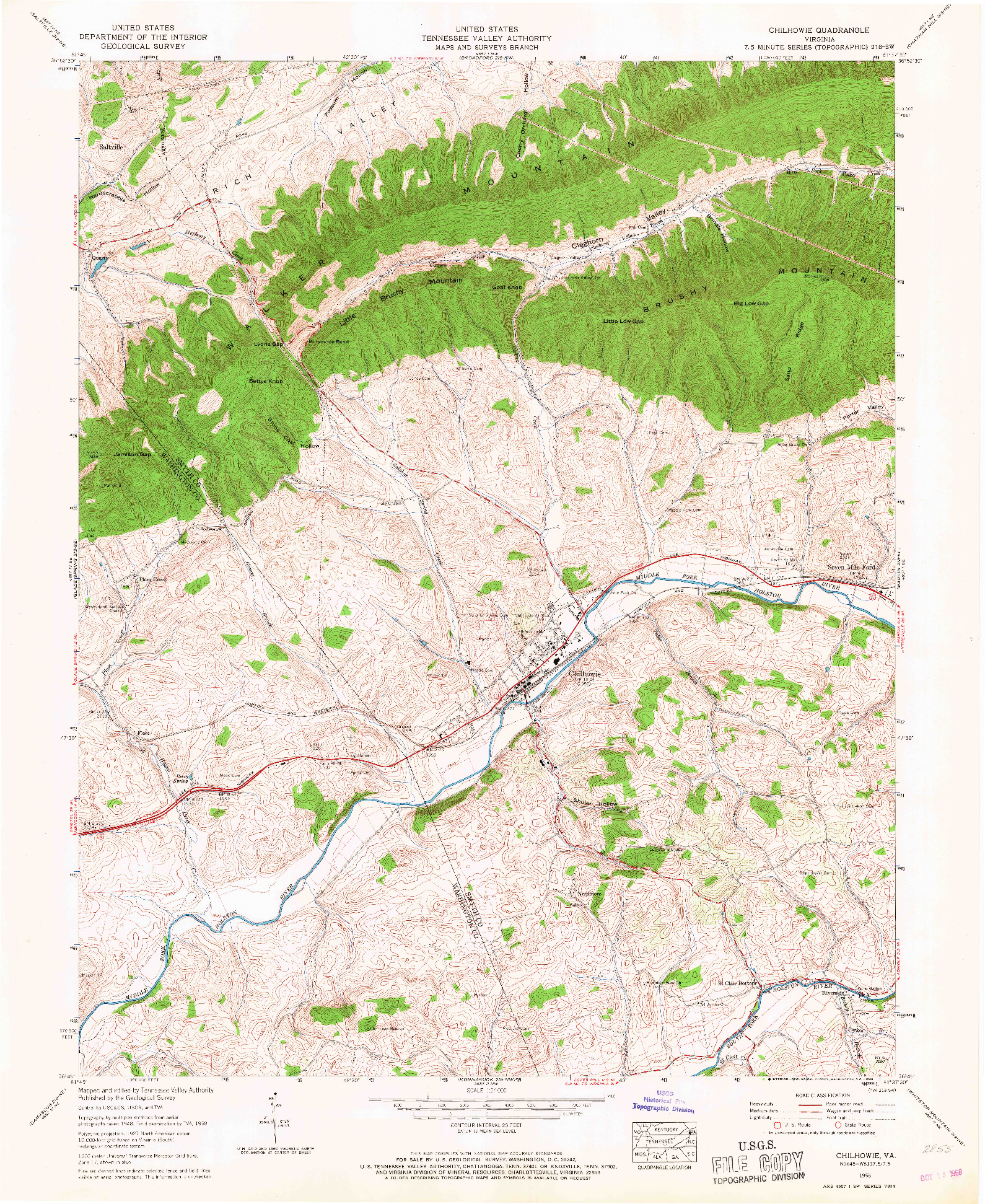 USGS 1:24000-SCALE QUADRANGLE FOR CHILHOWIE, VA 1958