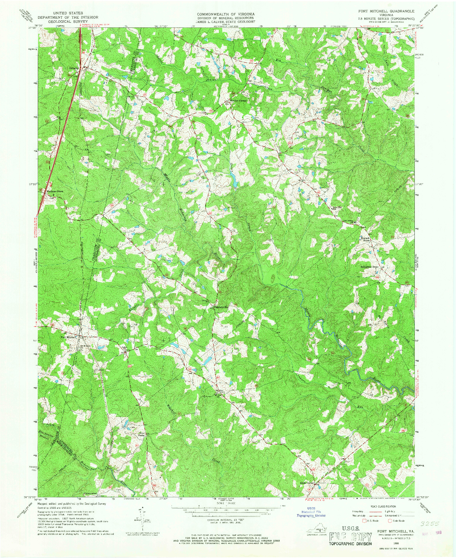 USGS 1:24000-SCALE QUADRANGLE FOR FORT MITCHELL, VA 1966