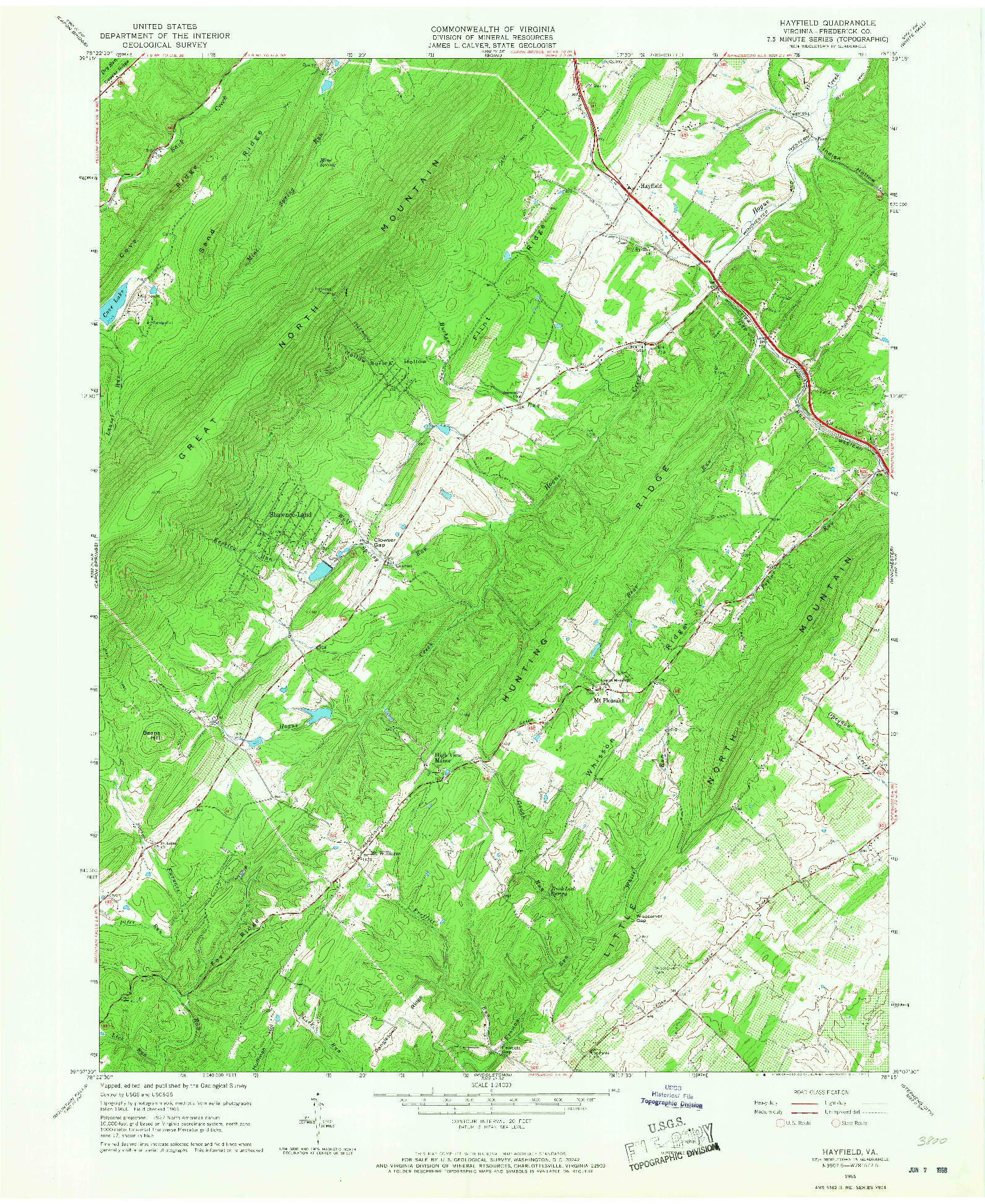 USGS 1:24000-SCALE QUADRANGLE FOR HAYFIELD, VA 1965