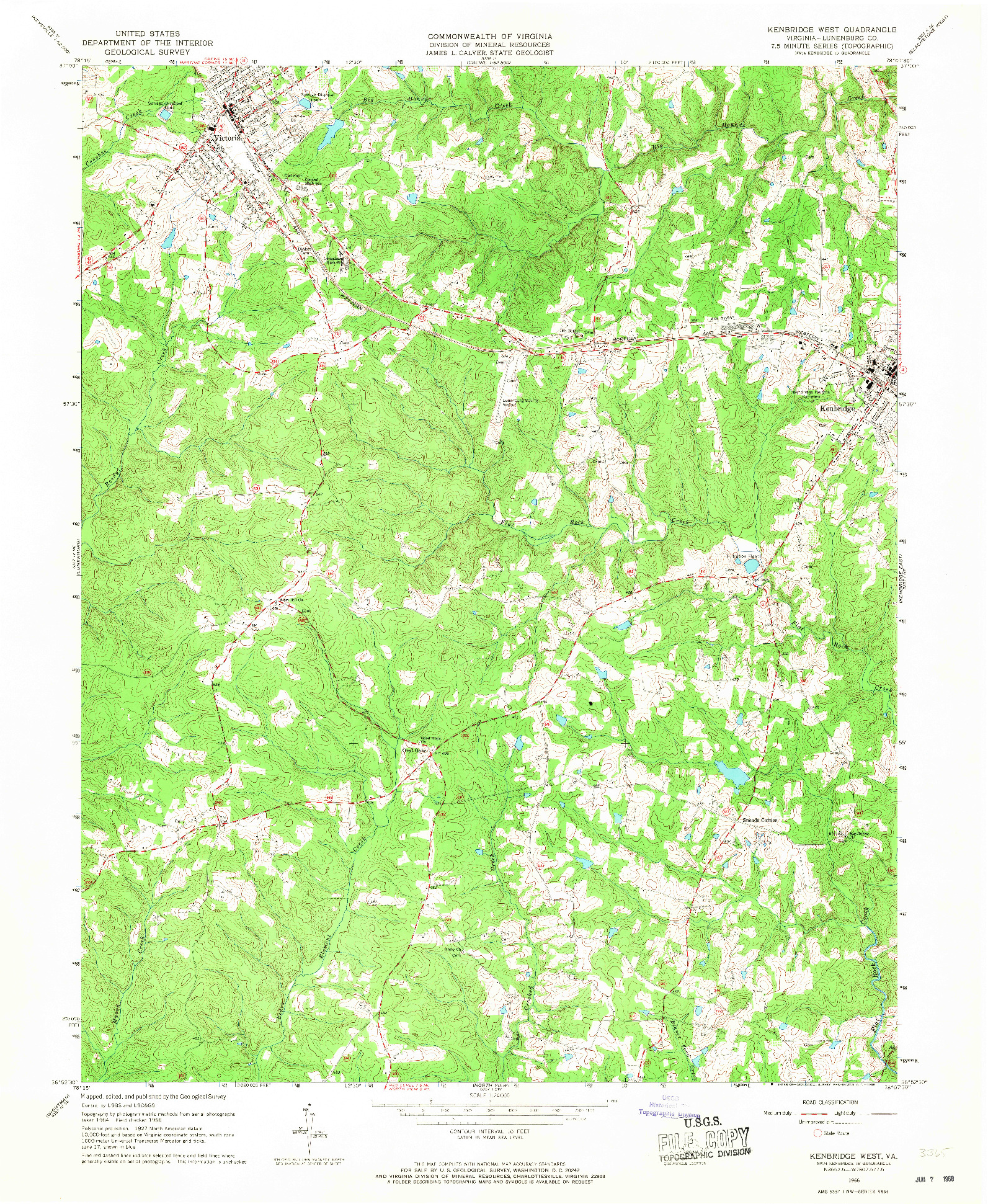 USGS 1:24000-SCALE QUADRANGLE FOR KENBRIDGE WEST, VA 1966