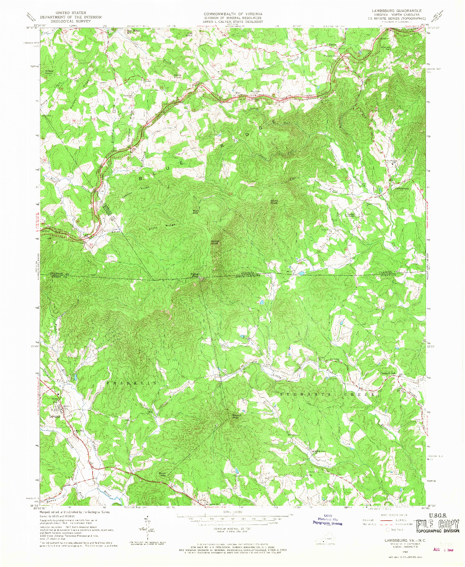 USGS 1:24000-SCALE QUADRANGLE FOR LAMBSBURG, VA 1965