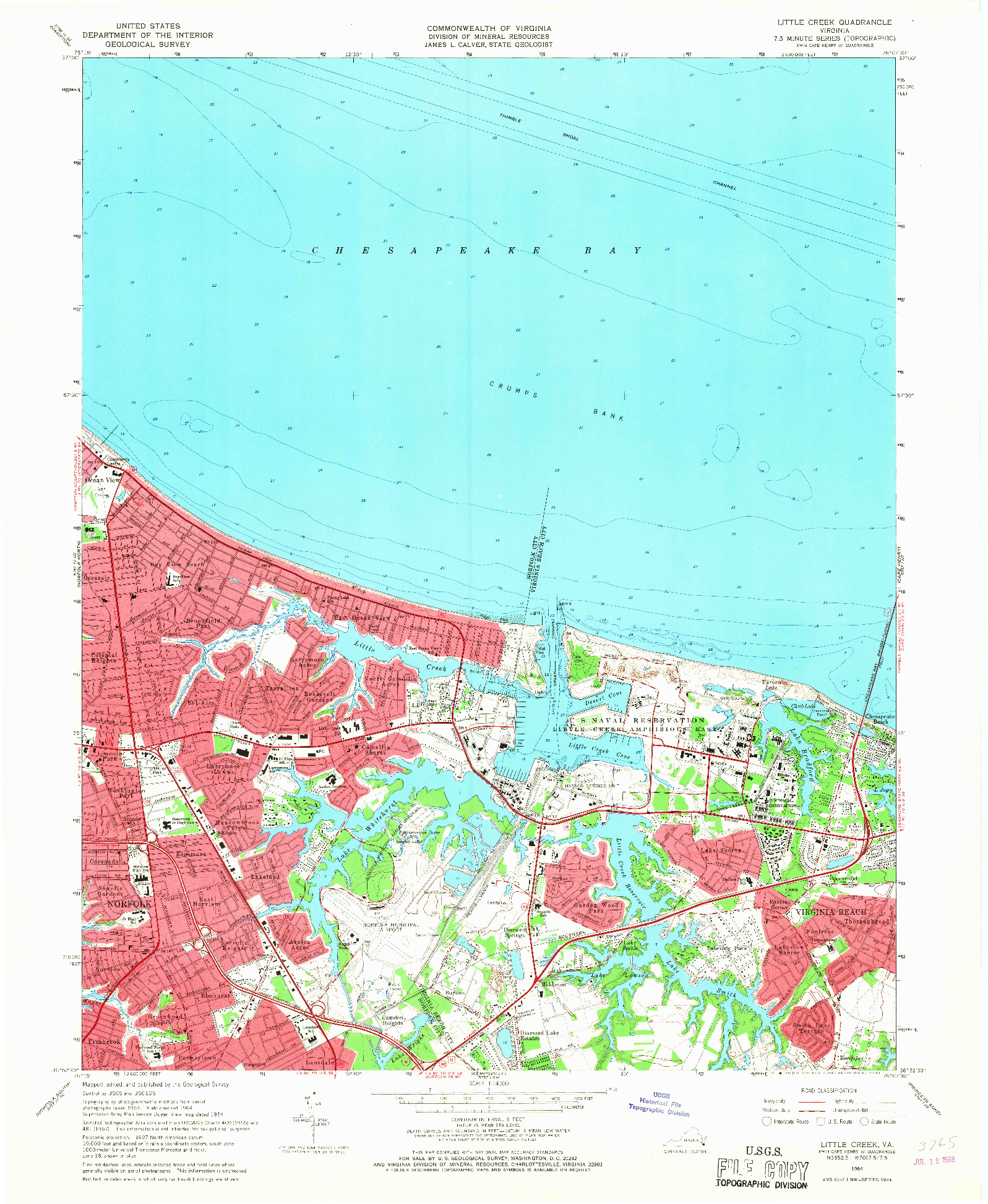 USGS 1:24000-SCALE QUADRANGLE FOR LITTLE CREEK, VA 1964