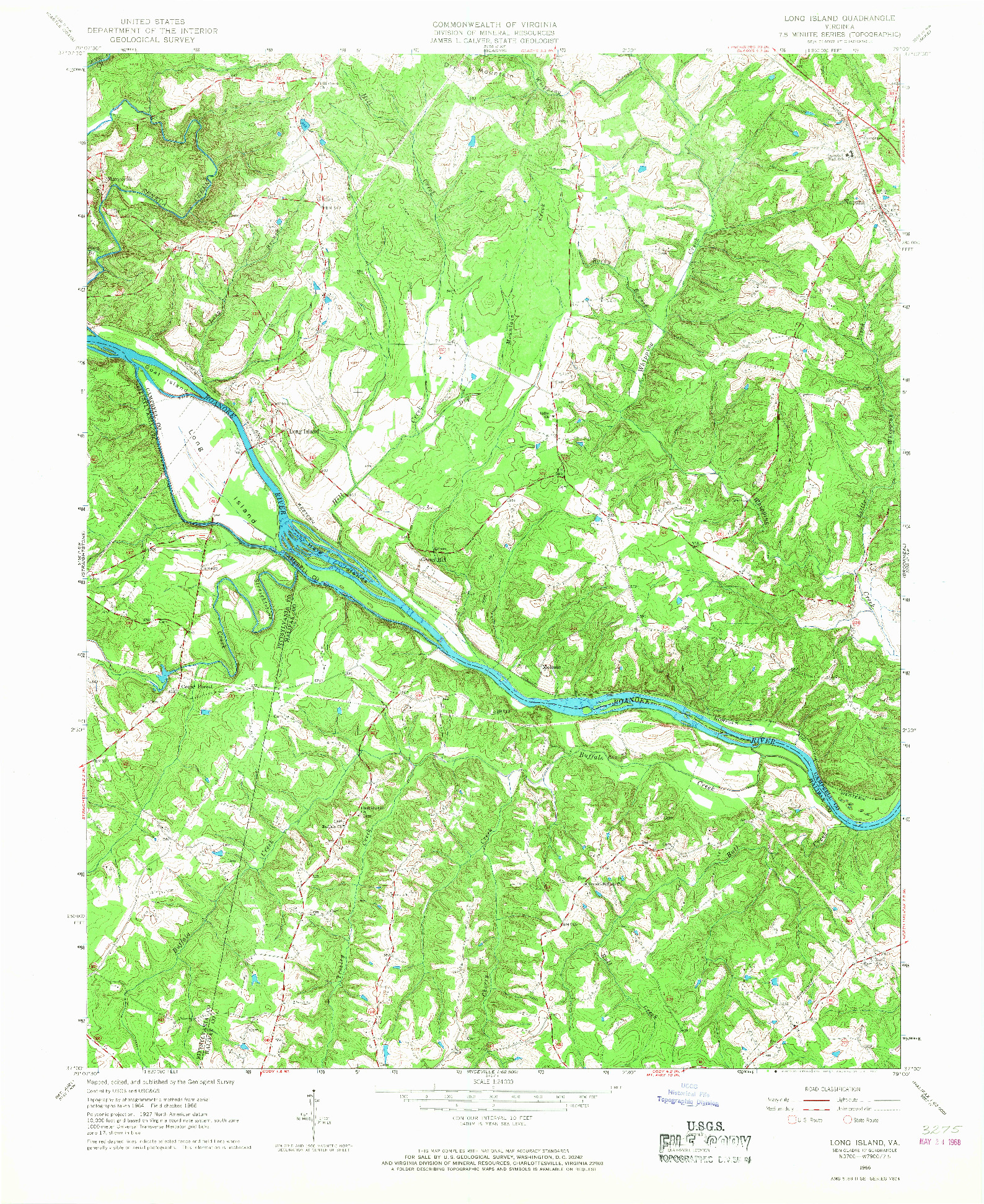 USGS 1:24000-SCALE QUADRANGLE FOR LONG ISLAND, VA 1966