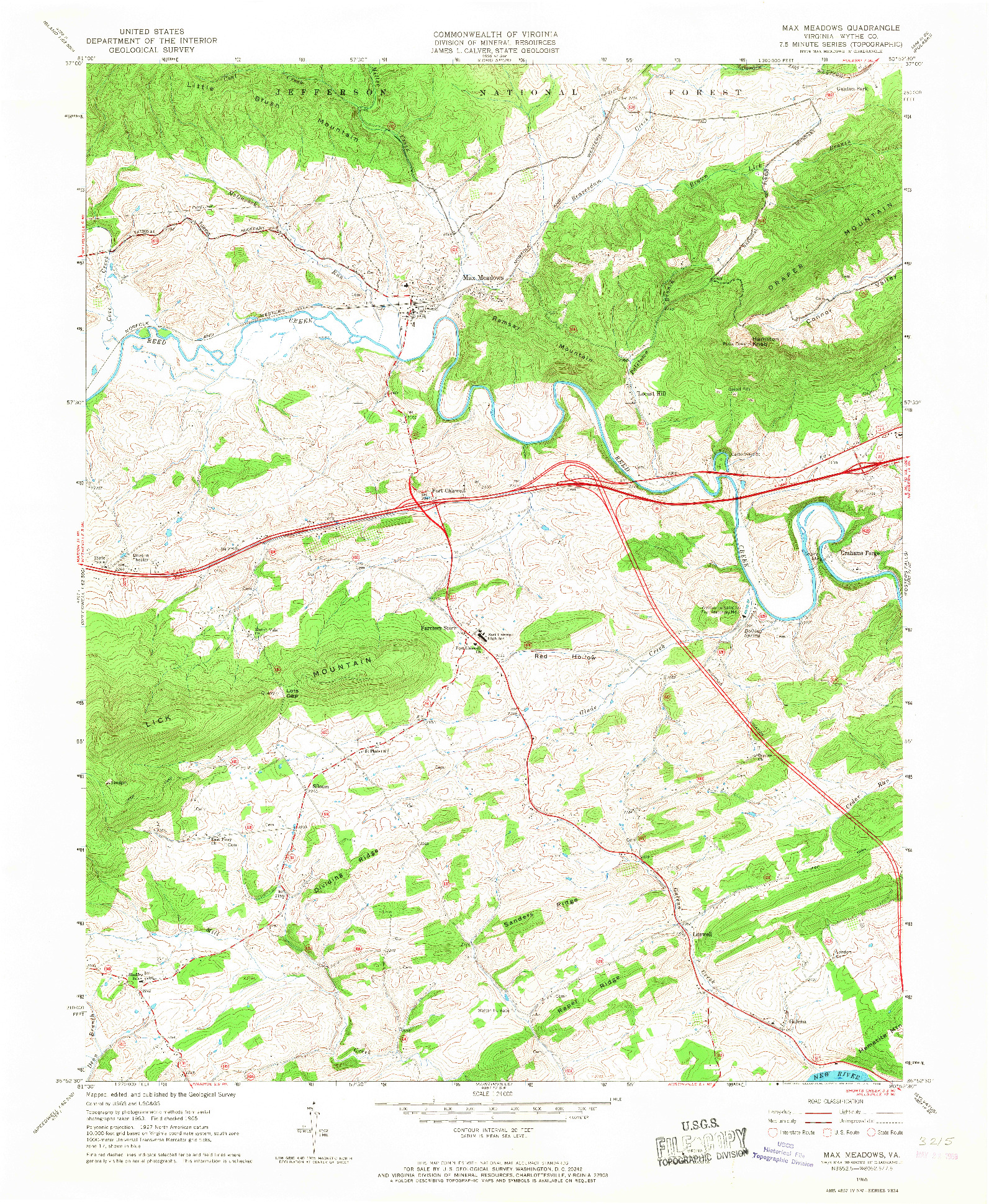 USGS 1:24000-SCALE QUADRANGLE FOR MAX MEADOWS, VA 1965