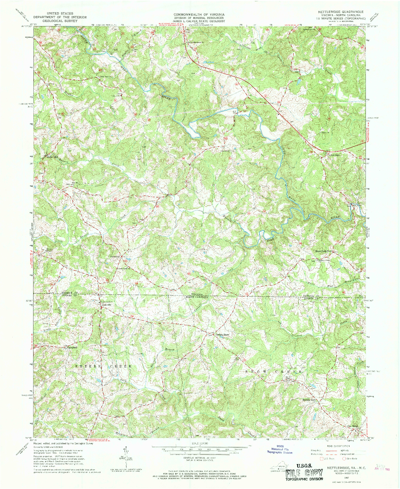 USGS 1:24000-SCALE QUADRANGLE FOR NETTLERIDGE, VA 1967