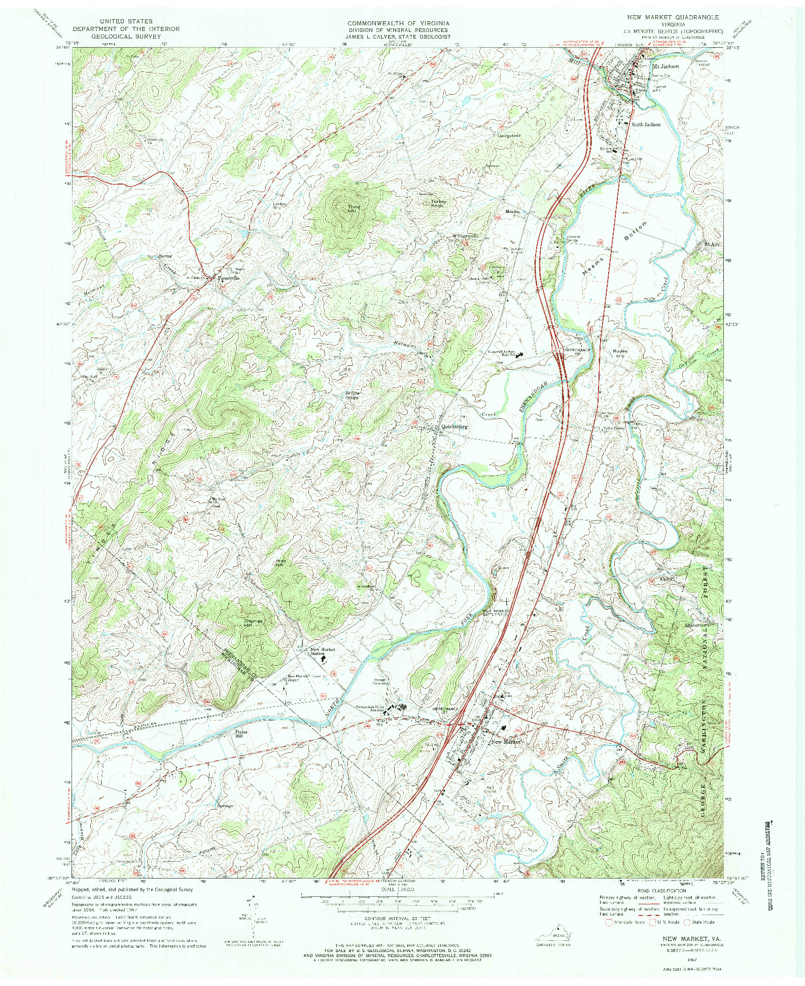 USGS 1:24000-SCALE QUADRANGLE FOR NEW MARKET, VA 1967