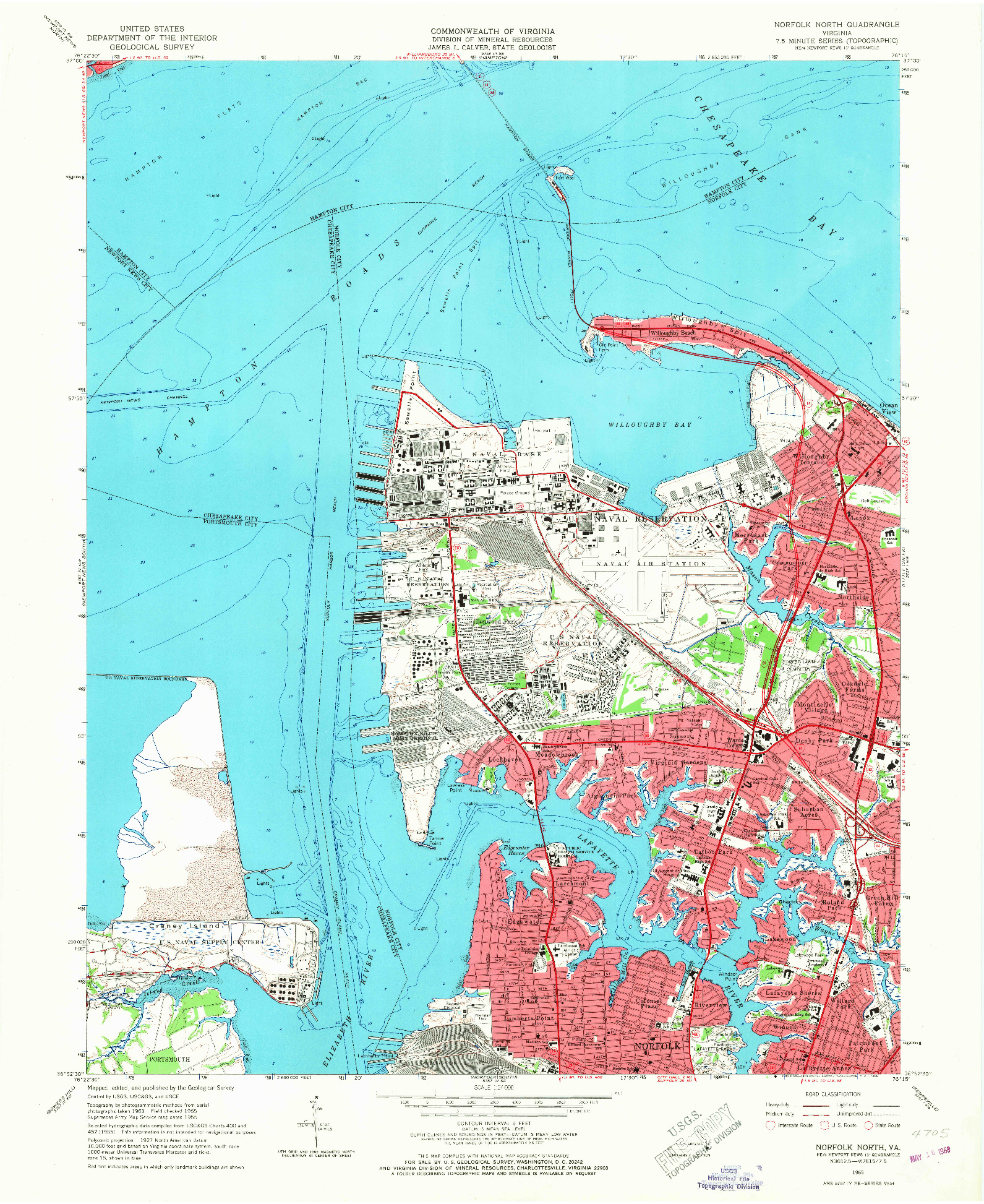 USGS 1:24000-SCALE QUADRANGLE FOR NORFOLK NORTH, VA 1965