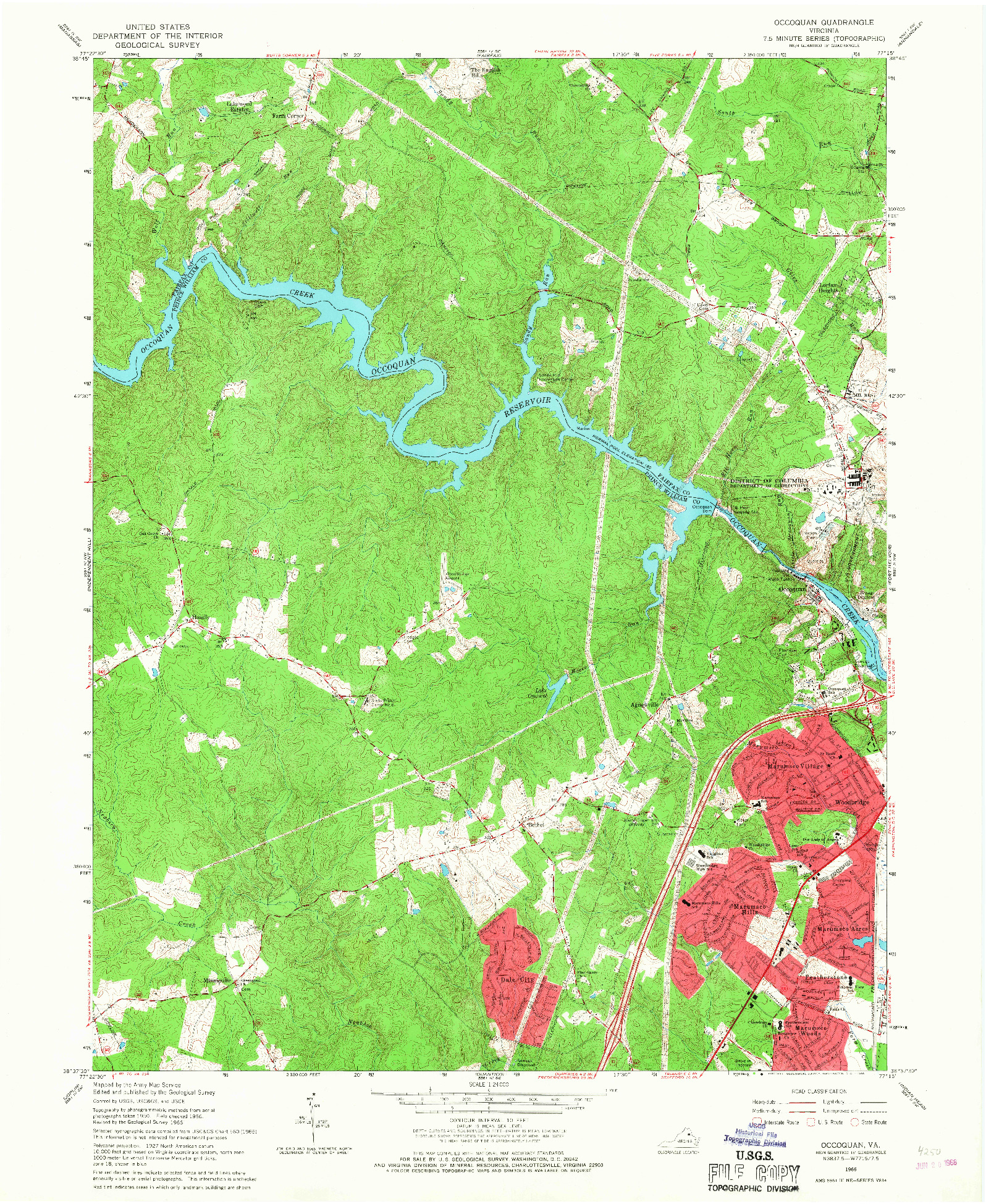 USGS 1:24000-SCALE QUADRANGLE FOR OCCOQUAN, VA 1966