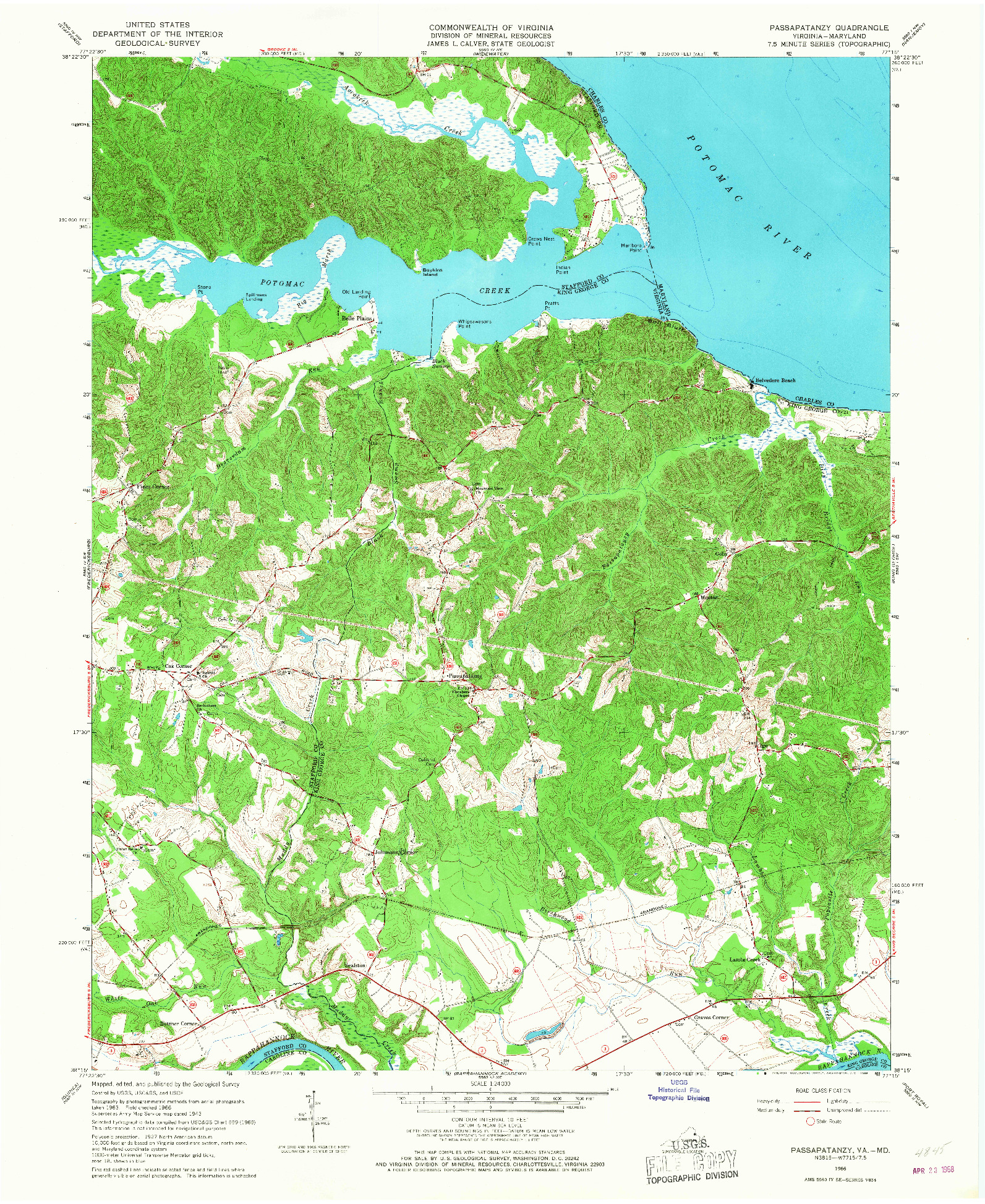 USGS 1:24000-SCALE QUADRANGLE FOR PASSAPATANZY, VA 1966