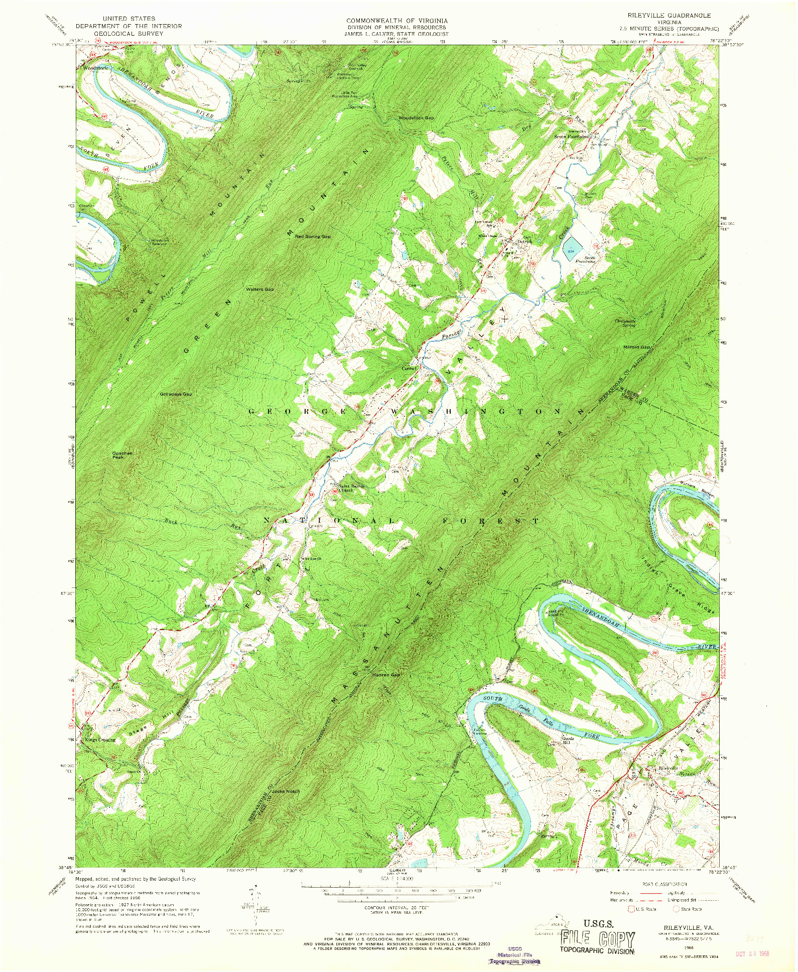 USGS 1:24000-SCALE QUADRANGLE FOR RILEYVILLE, VA 1966