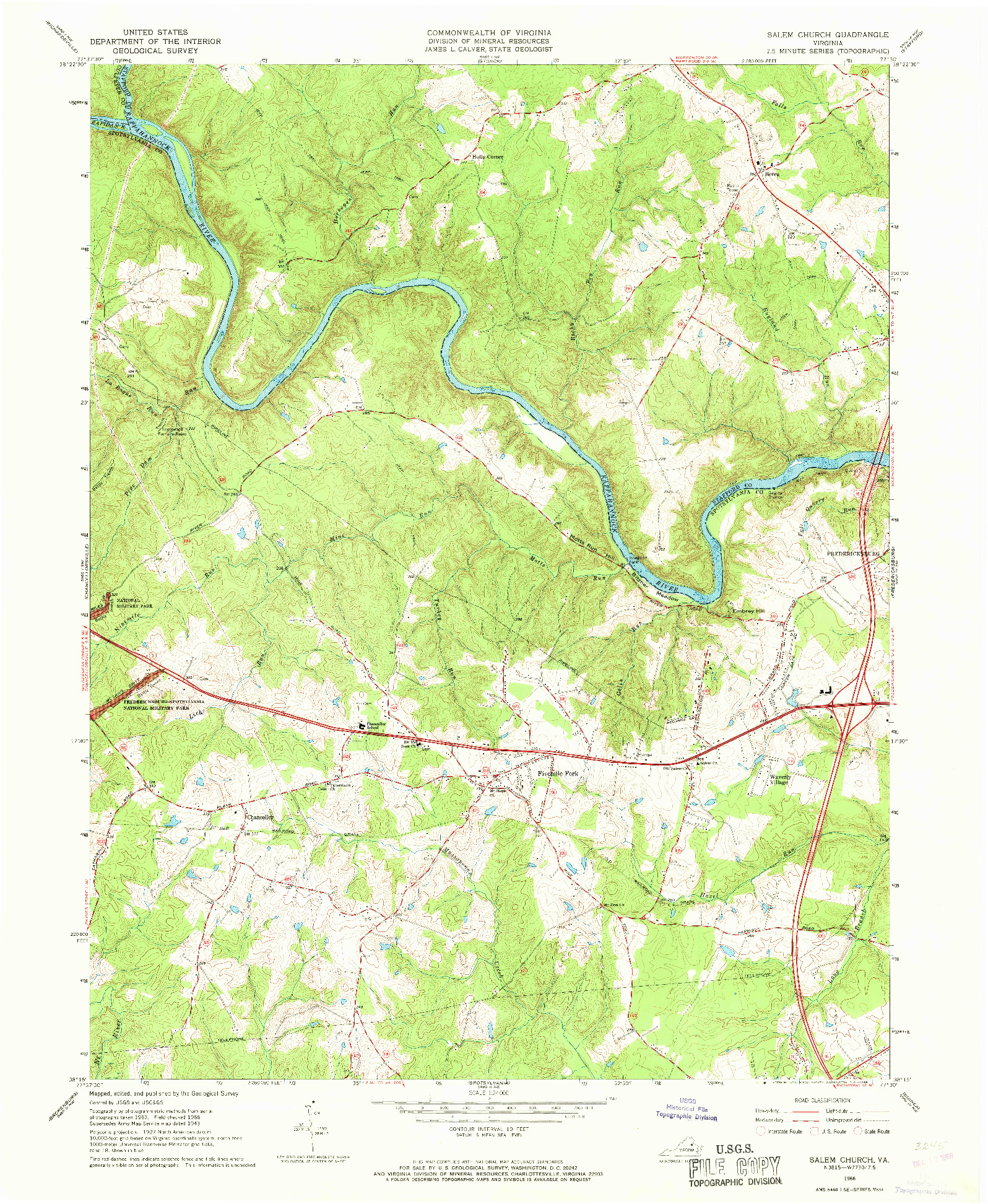 USGS 1:24000-SCALE QUADRANGLE FOR SALEM CHURCH, VA 1966