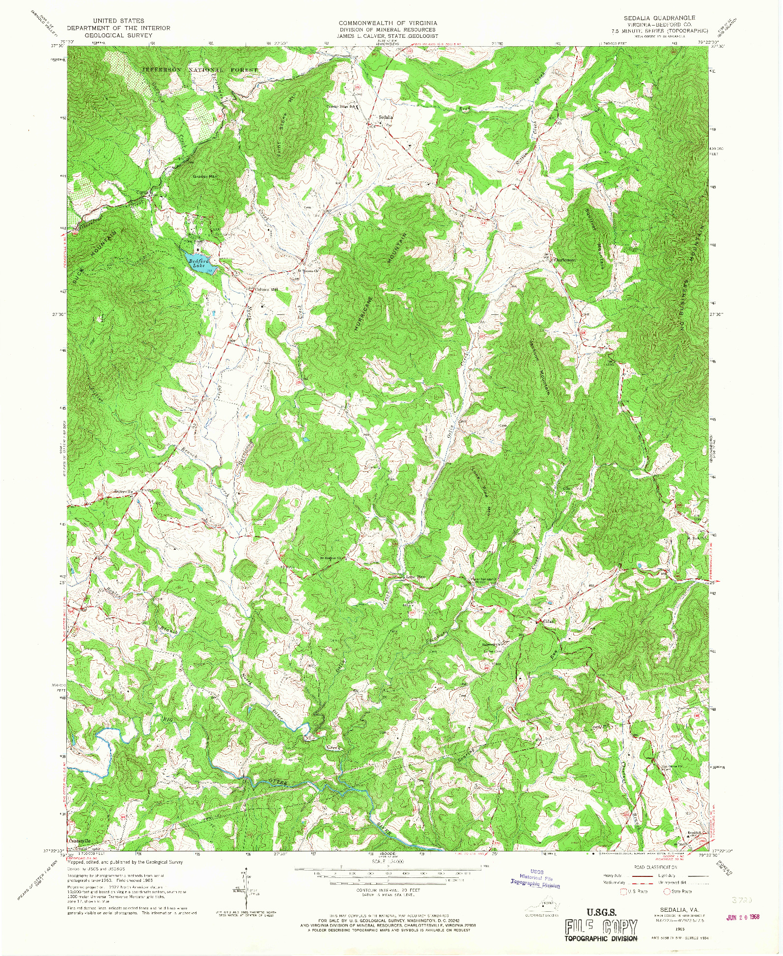 USGS 1:24000-SCALE QUADRANGLE FOR SEDALIA, VA 1965