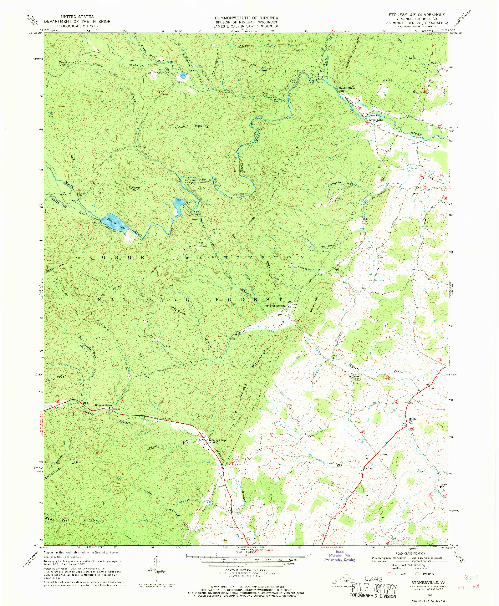 USGS 1:24000-SCALE QUADRANGLE FOR STOKESVILLE, VA 1967