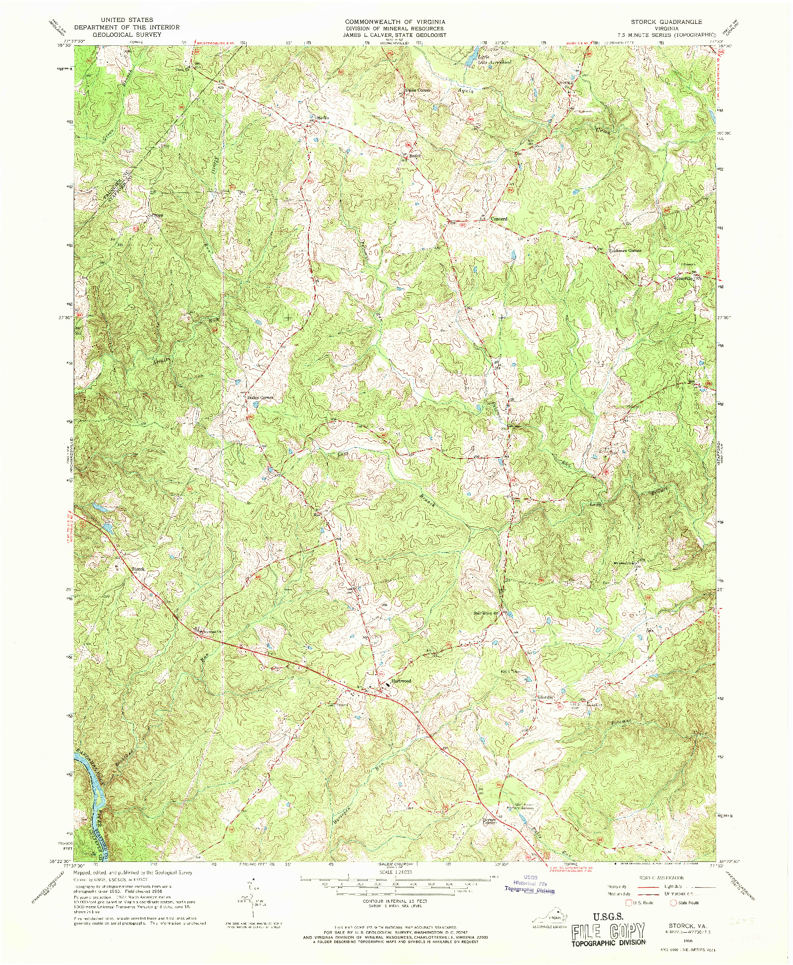 USGS 1:24000-SCALE QUADRANGLE FOR STORCK, VA 1966