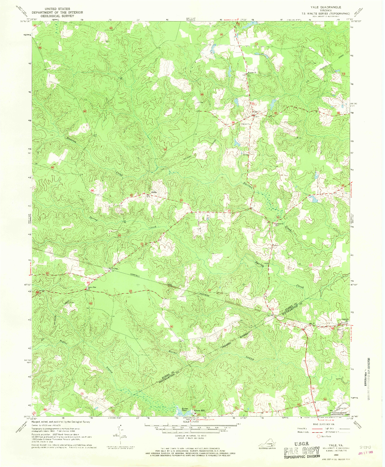 USGS 1:24000-SCALE QUADRANGLE FOR YALE, VA 1966