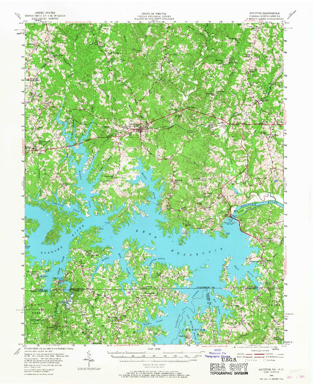 USGS 1:62500-SCALE QUADRANGLE FOR BOYDTON, VA 1955