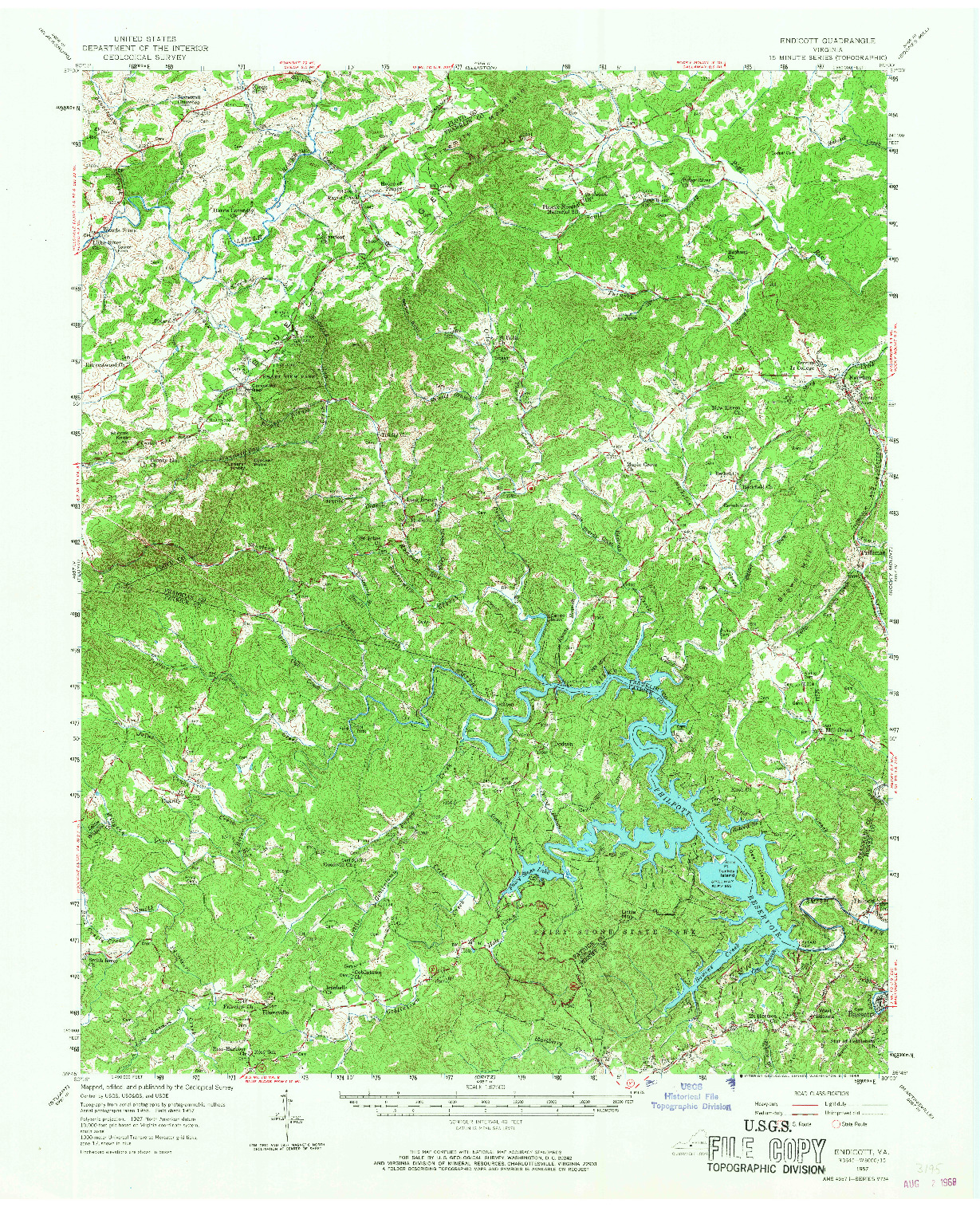 USGS 1:62500-SCALE QUADRANGLE FOR ENDICOTT, VA 1957