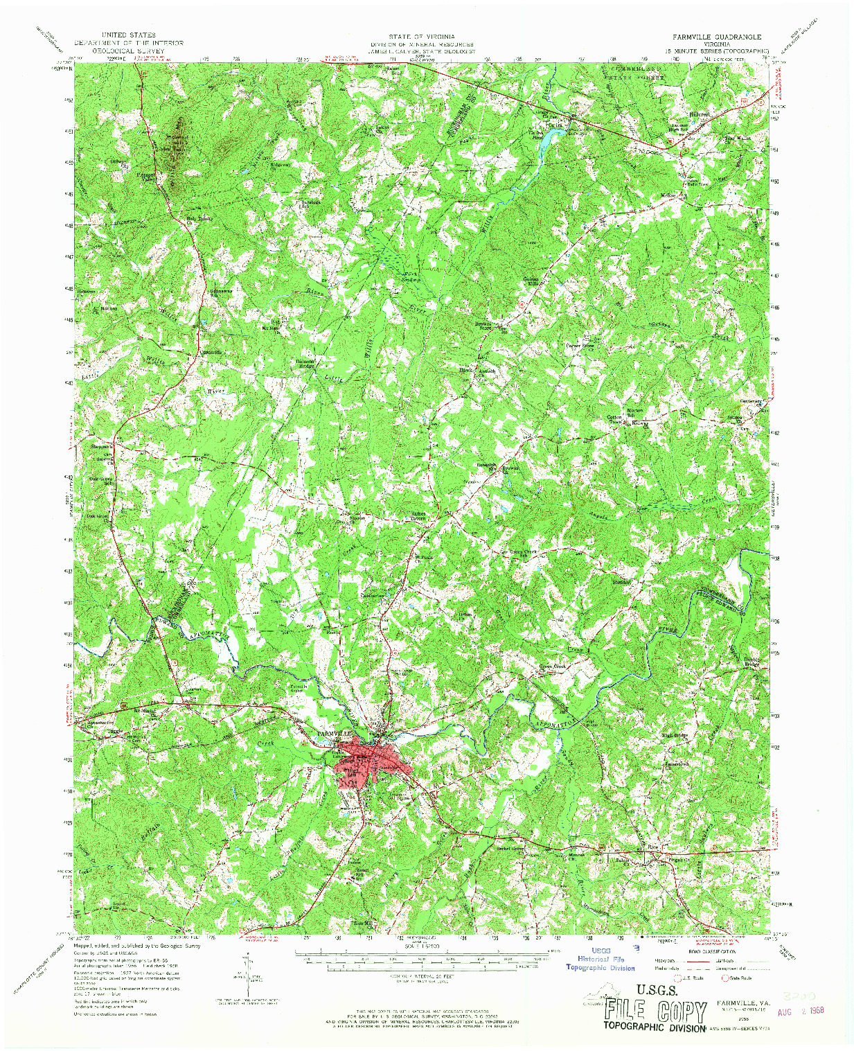 USGS 1:62500-SCALE QUADRANGLE FOR FARMVILLE, VA 1958