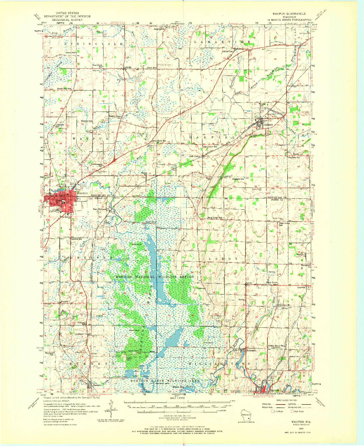 USGS 1:62500-SCALE QUADRANGLE FOR WAUPUN, WI 1955