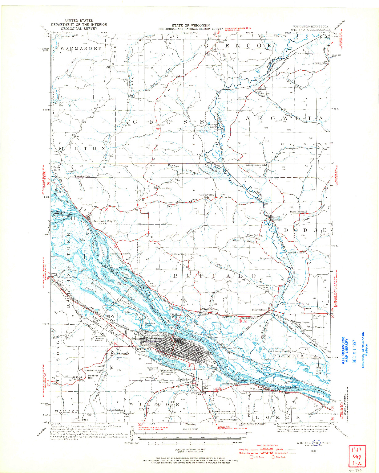 USGS 1:62500-SCALE QUADRANGLE FOR WINONA, WI 1934