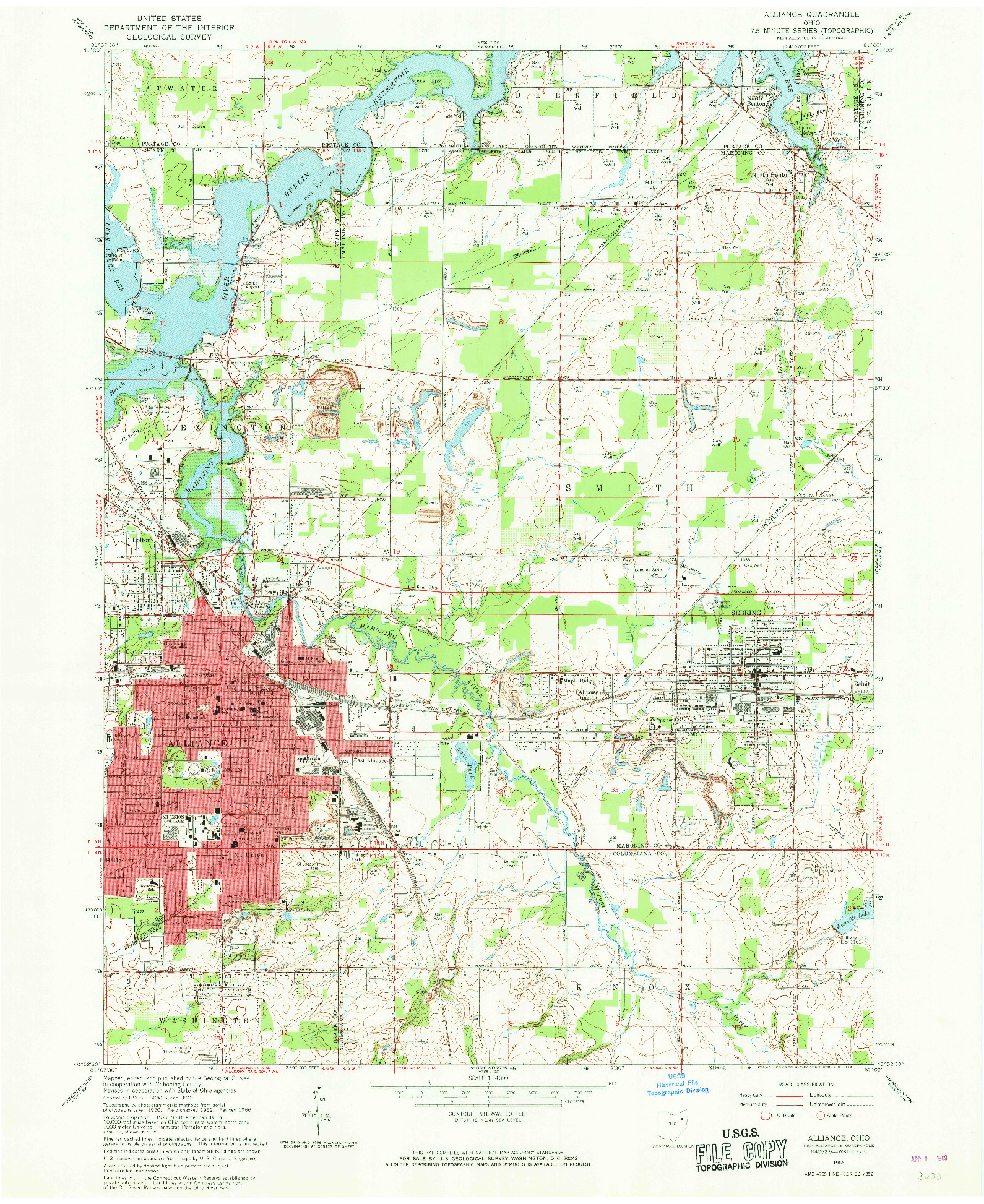 USGS 1:24000-SCALE QUADRANGLE FOR ALLIANCE, OH 1966