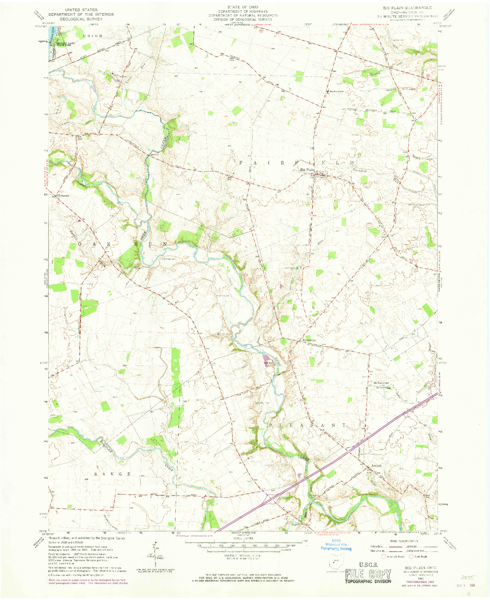 USGS 1:24000-SCALE QUADRANGLE FOR BIG PLAIN, OH 1961