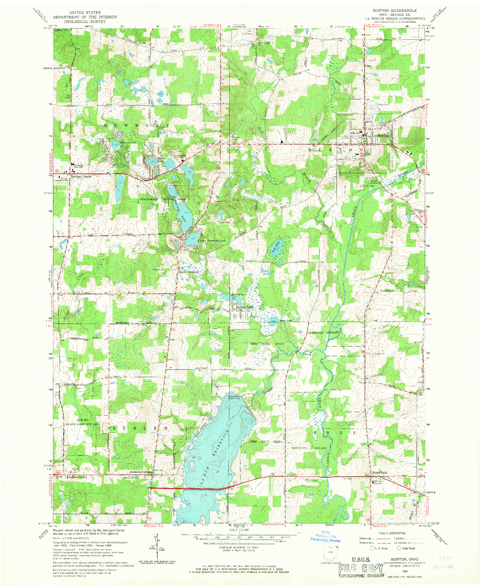 USGS 1:24000-SCALE QUADRANGLE FOR BURTON, OH 1966
