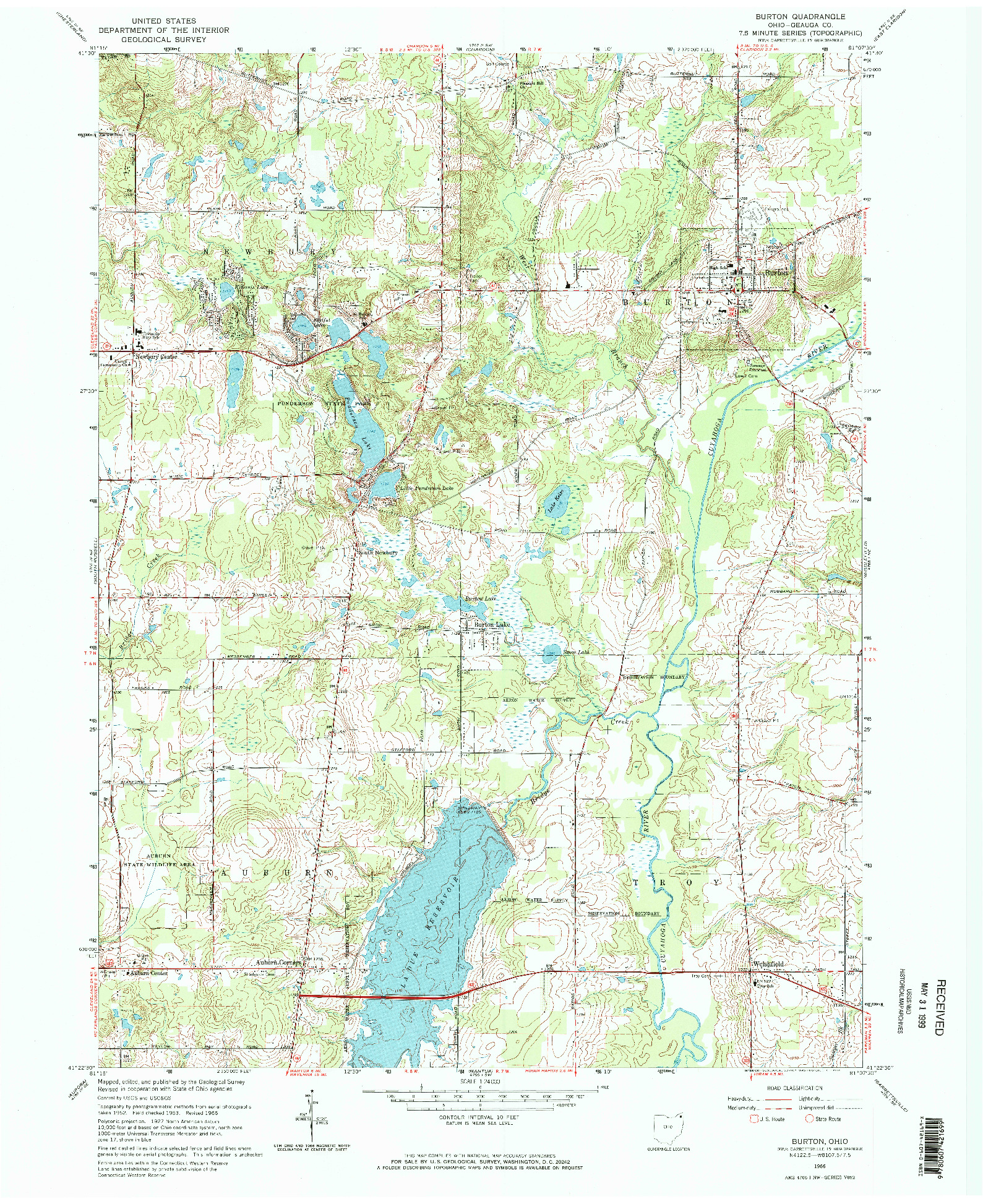 USGS 1:24000-SCALE QUADRANGLE FOR BURTON, OH 1966
