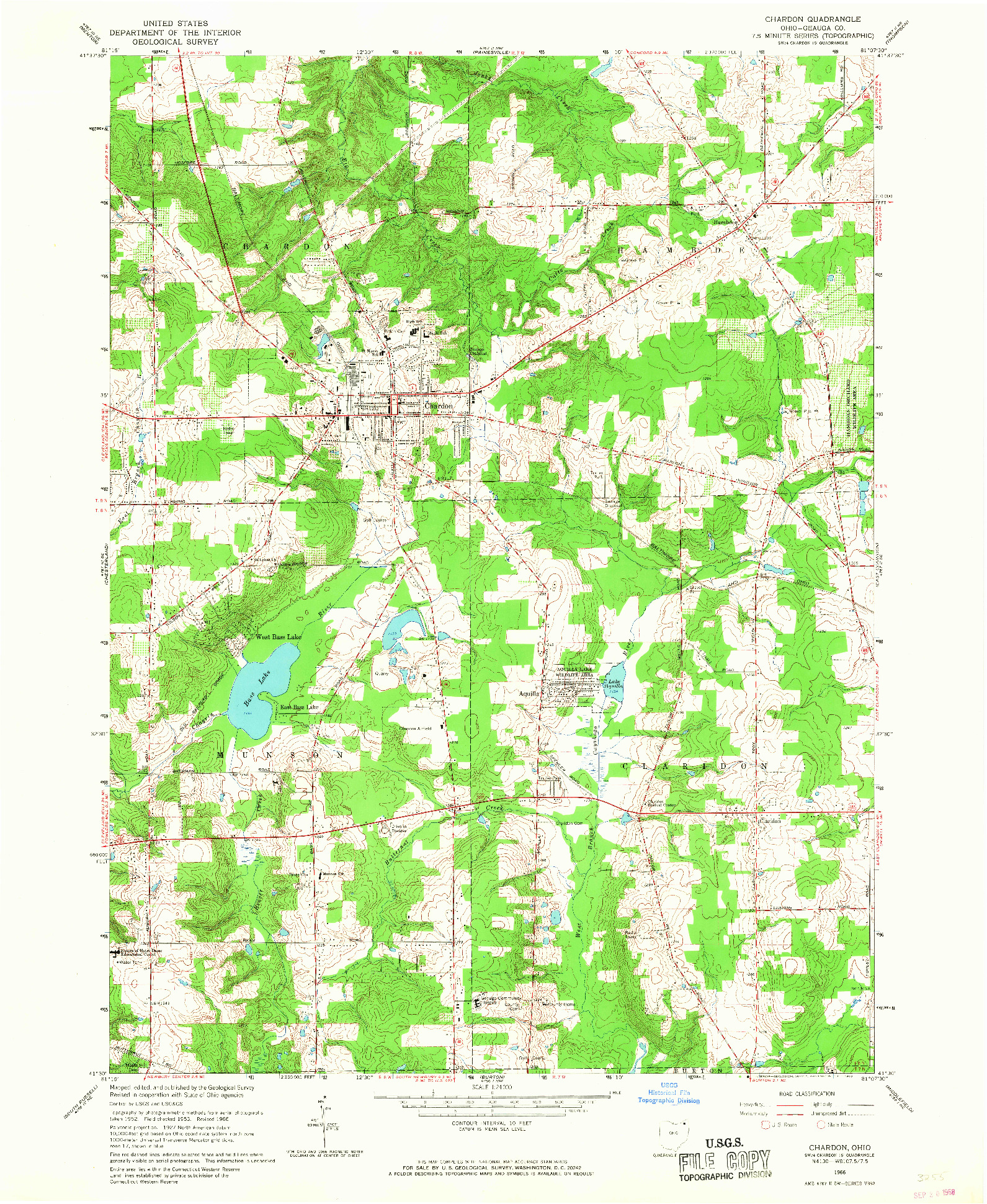 USGS 1:24000-SCALE QUADRANGLE FOR CHARDON, OH 1966