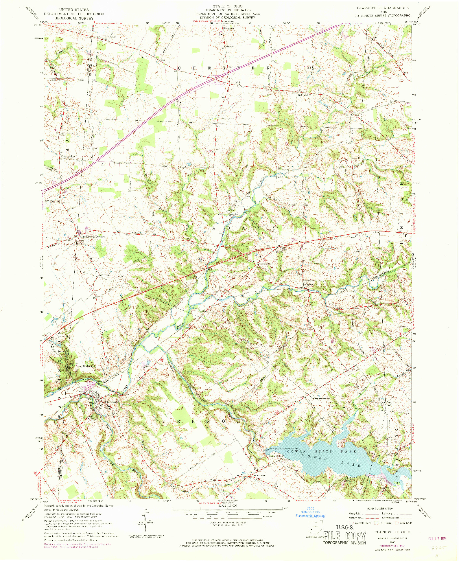 USGS 1:24000-SCALE QUADRANGLE FOR CLARKSVILLE, OH 1960