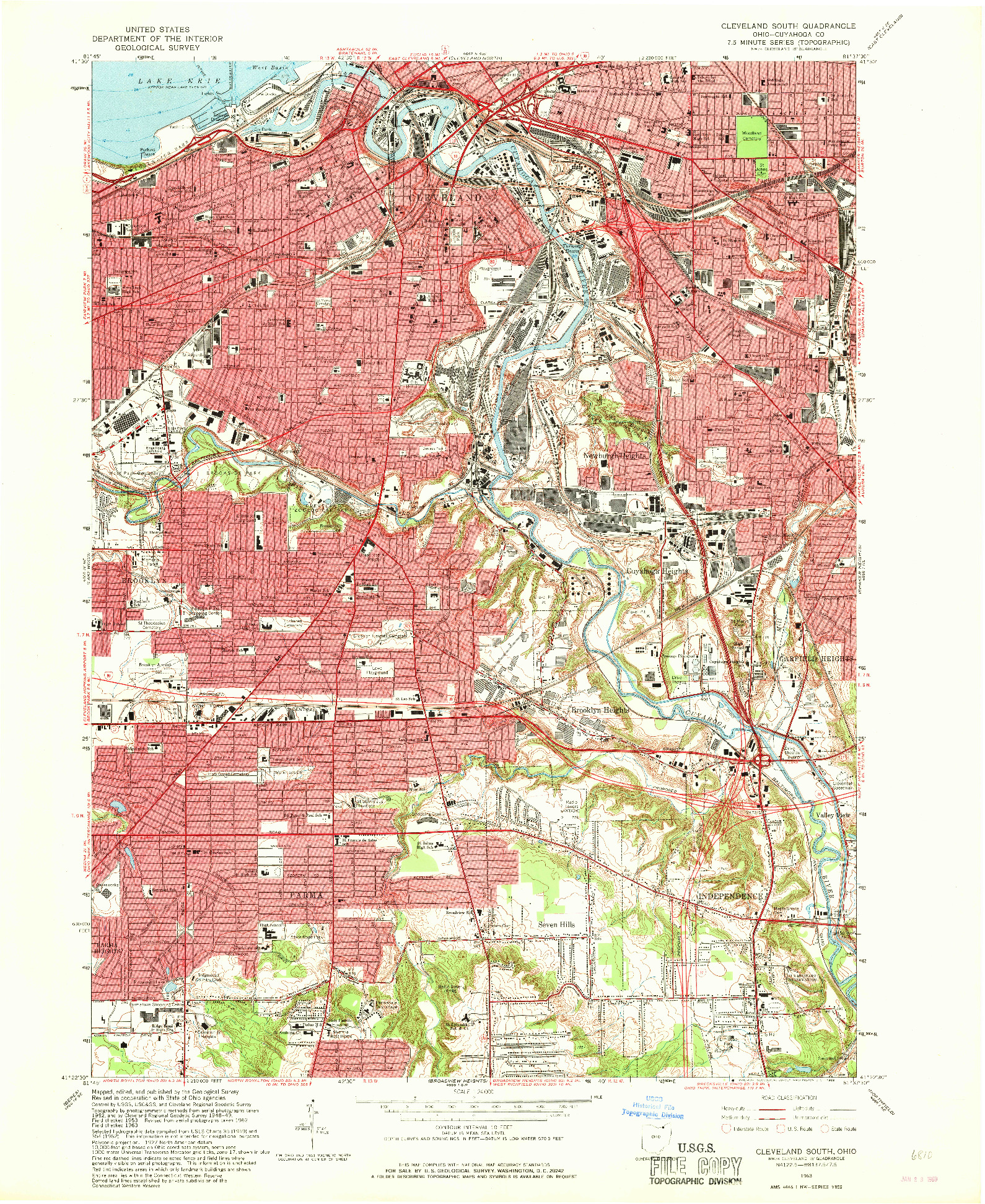 USGS 1:24000-SCALE QUADRANGLE FOR CLEVELAND SOUTH, OH 1963