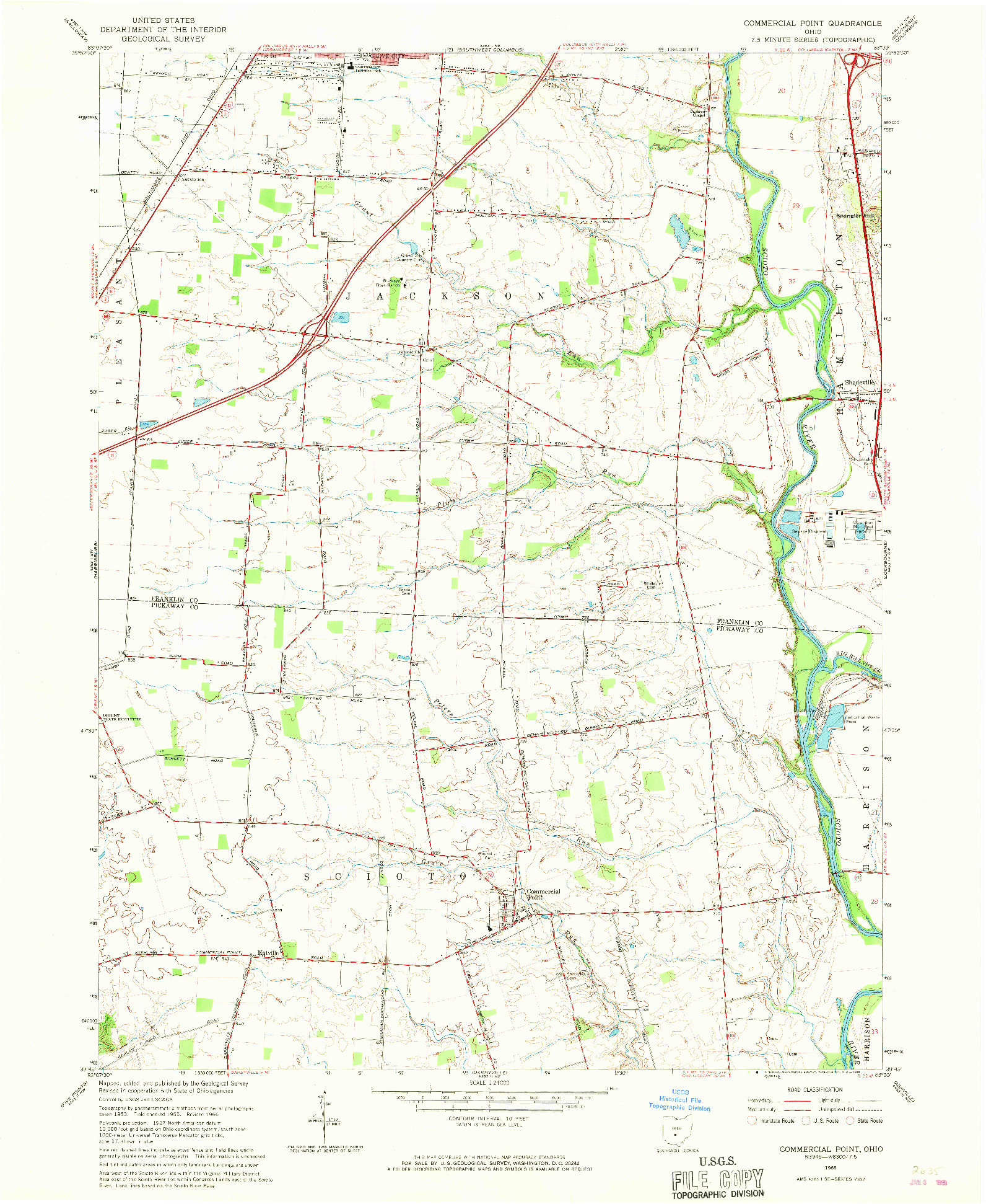 USGS 1:24000-SCALE QUADRANGLE FOR COMMERCIAL POINT, OH 1966