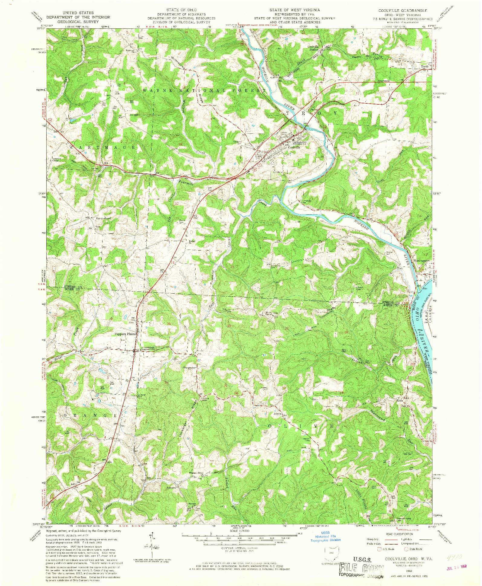 USGS 1:24000-SCALE QUADRANGLE FOR COOLVILLE, OH 1960