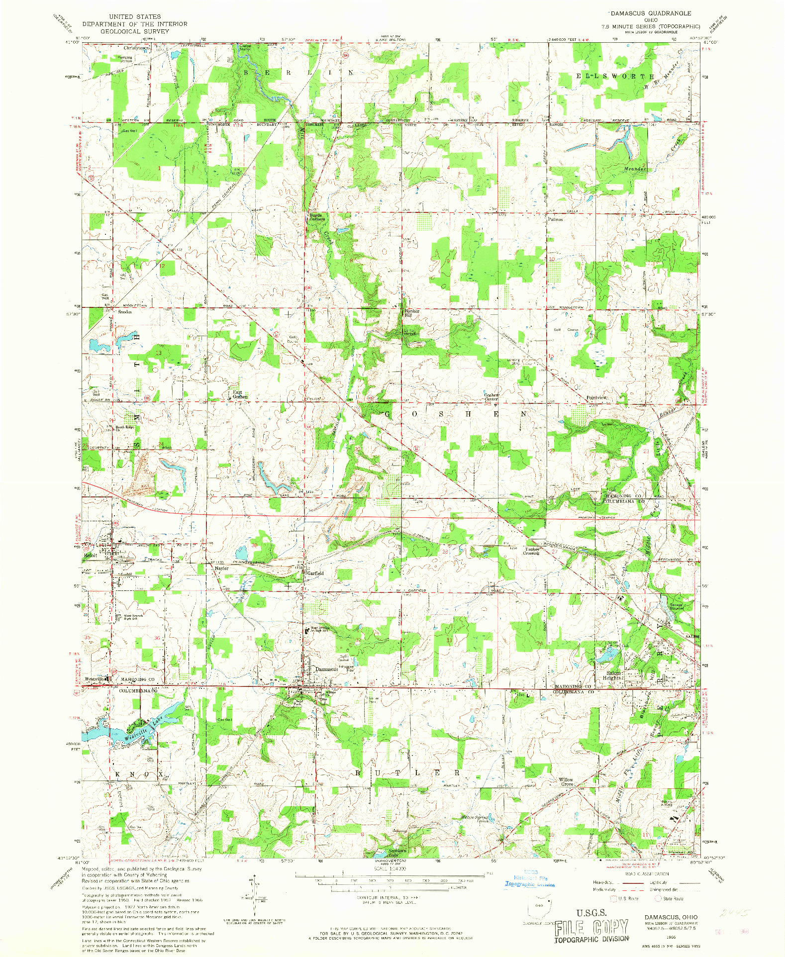 USGS 1:24000-SCALE QUADRANGLE FOR DAMASCUS, OH 1966