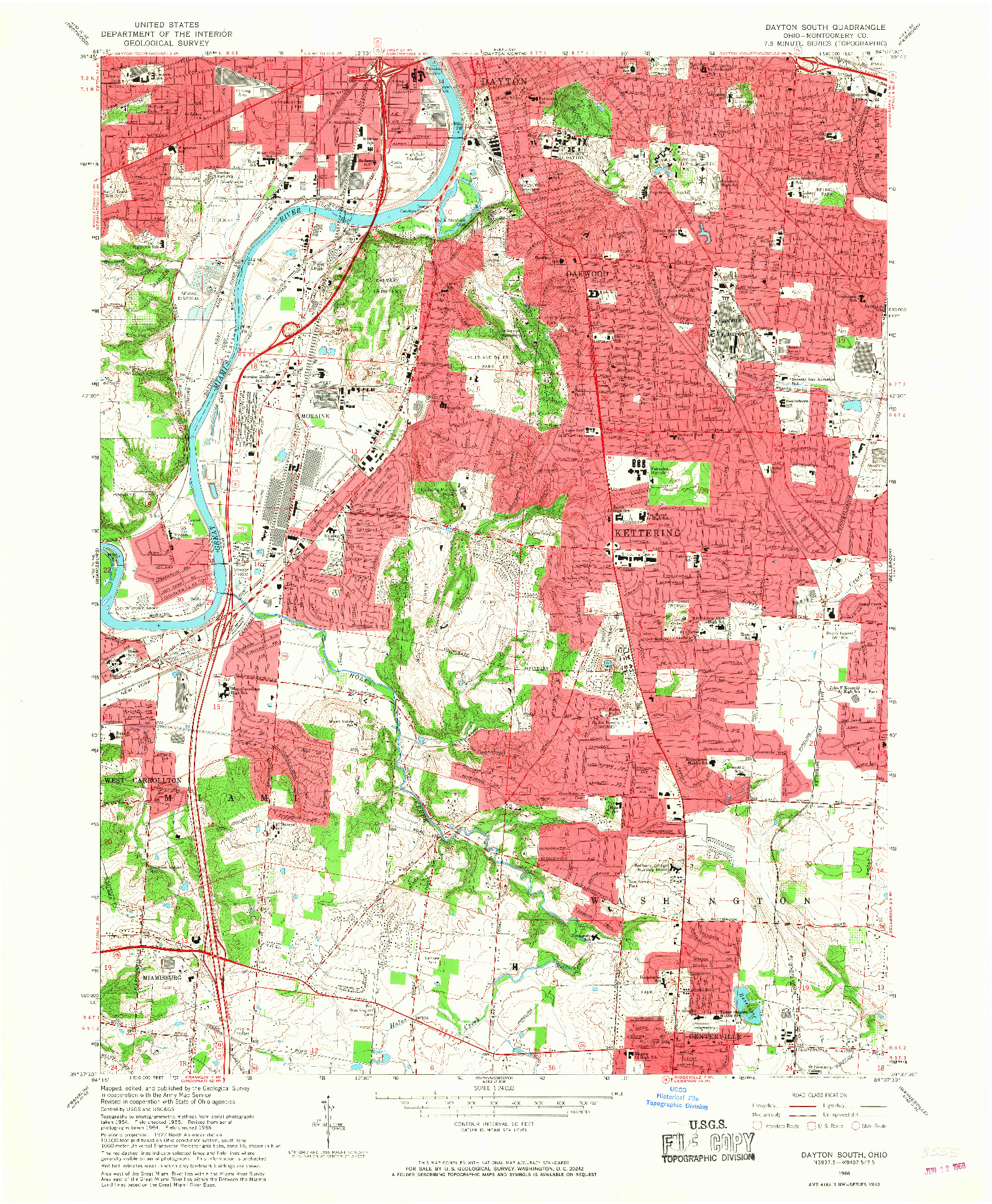USGS 1:24000-SCALE QUADRANGLE FOR DAYTON SOUTH, OH 1966