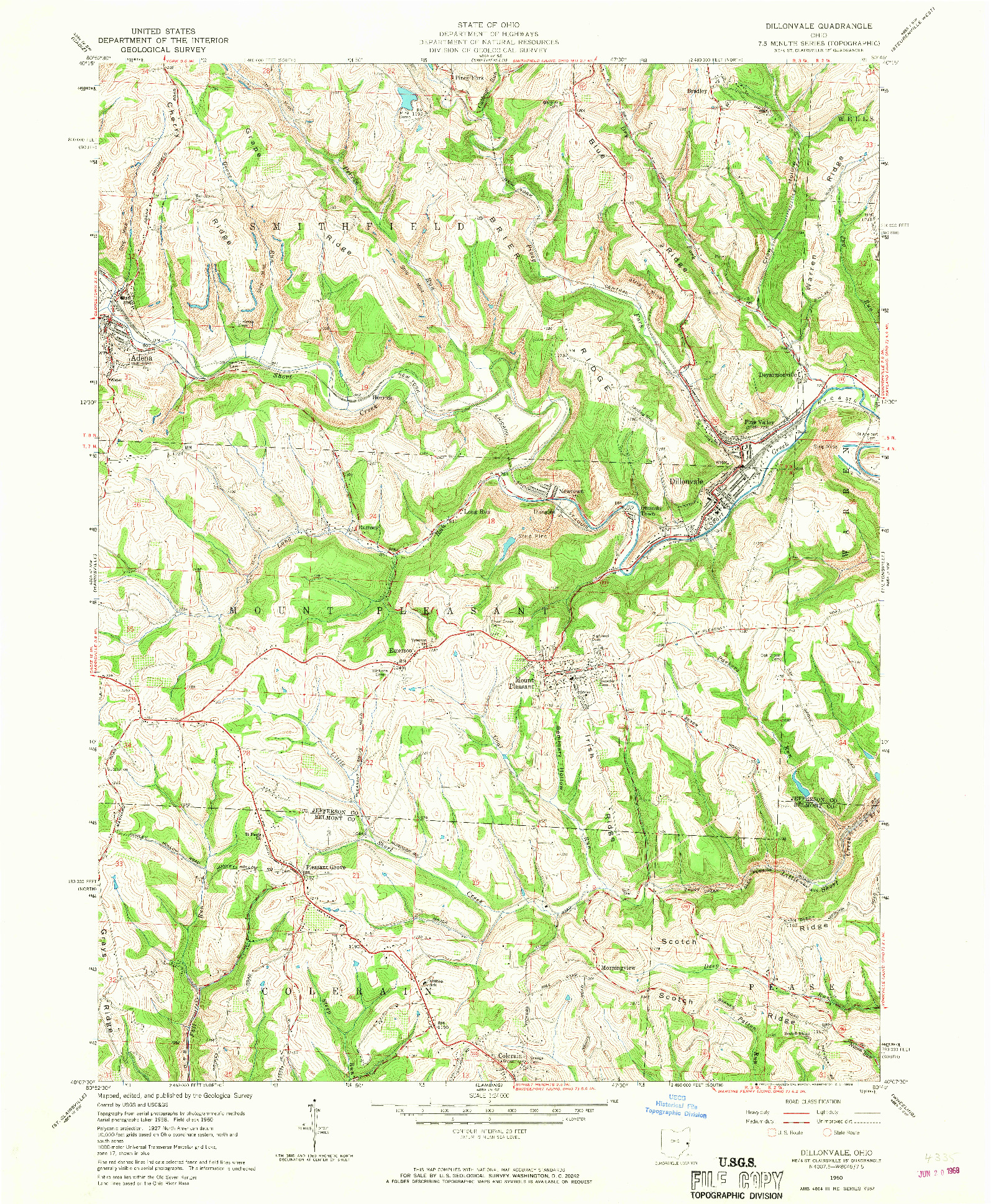 USGS 1:24000-SCALE QUADRANGLE FOR DILLONVALE, OH 1960