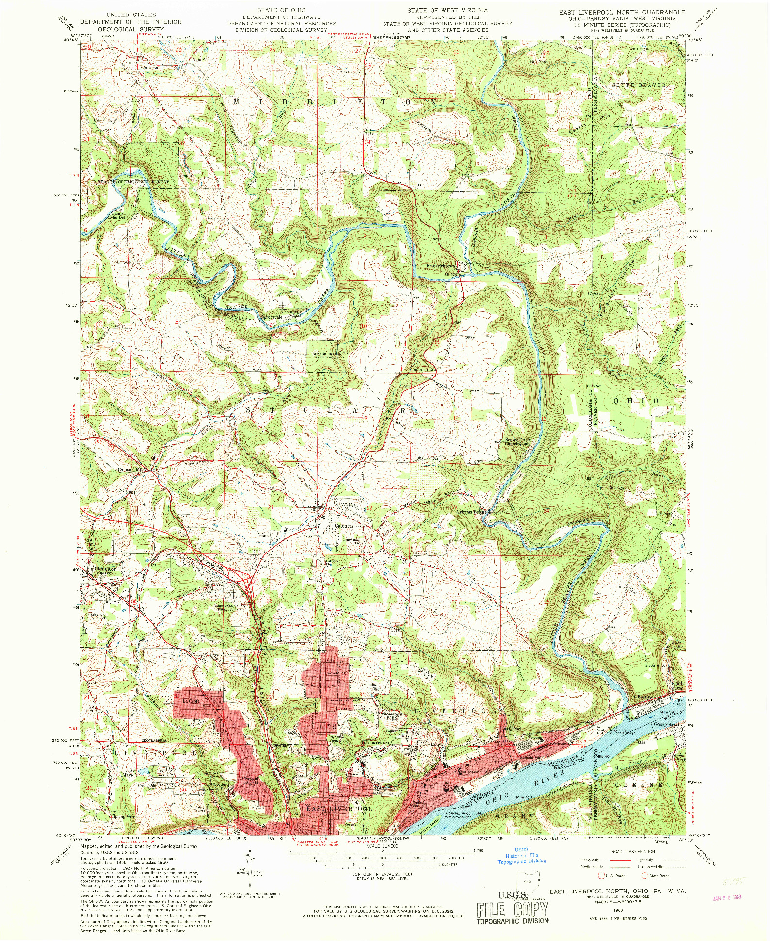 USGS 1:24000-SCALE QUADRANGLE FOR EAST LIVERPOOL NORTH, OH 1960