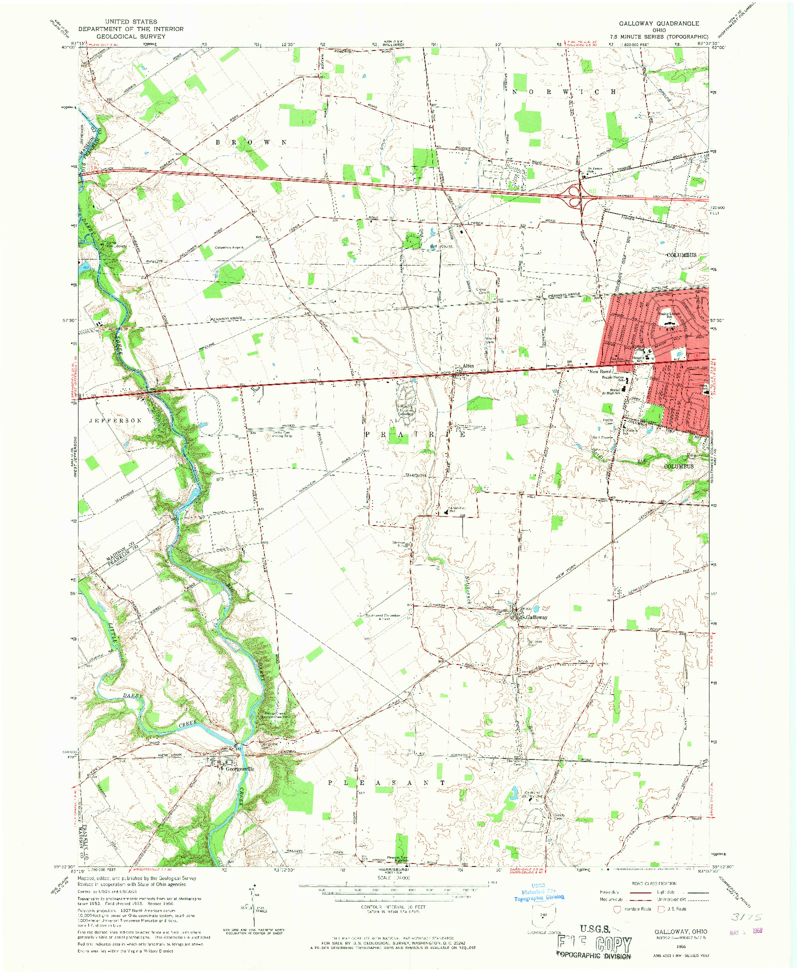 USGS 1:24000-SCALE QUADRANGLE FOR GALLOWAY, OH 1966