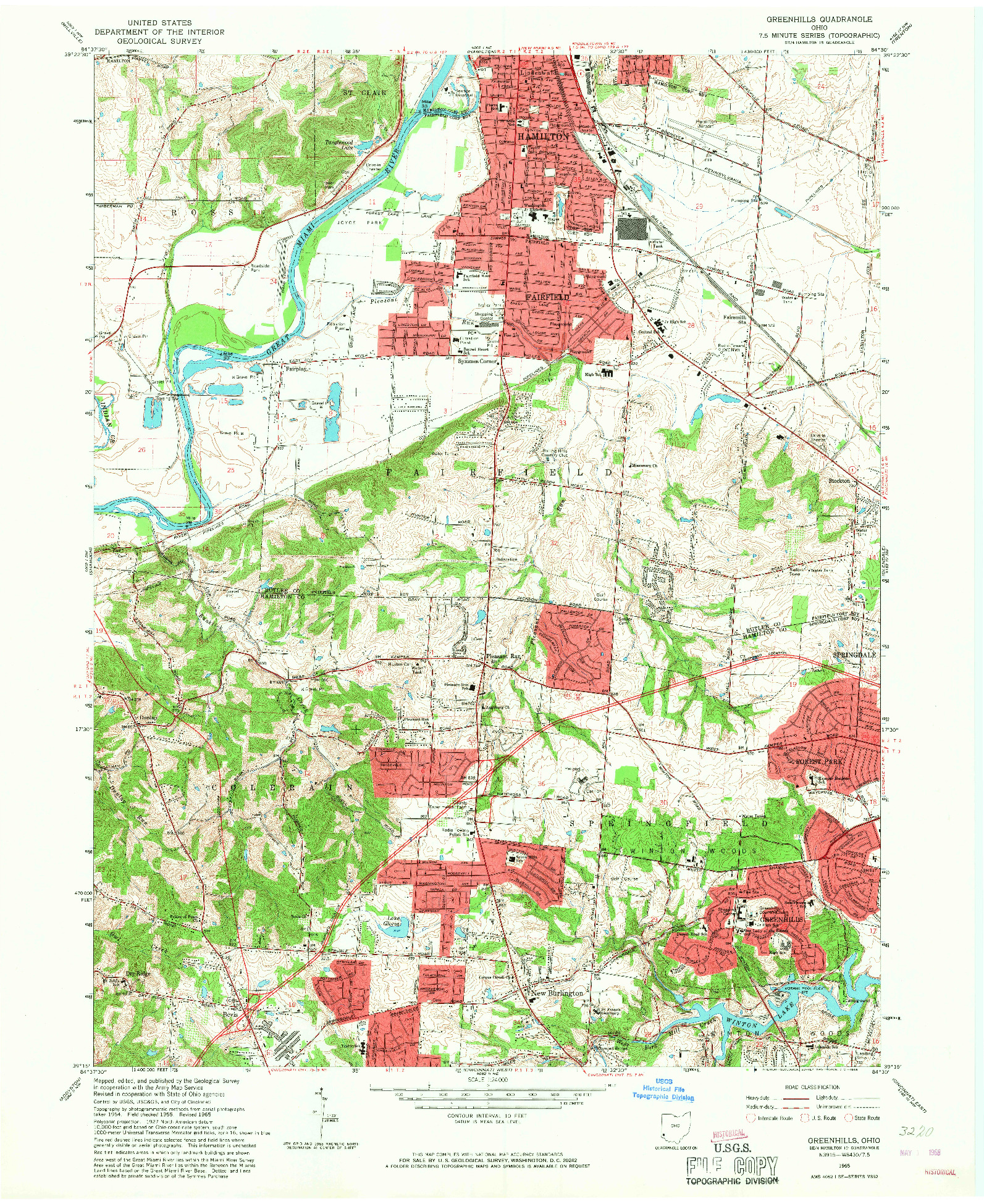 USGS 1:24000-SCALE QUADRANGLE FOR GREENHILLS, OH 1965