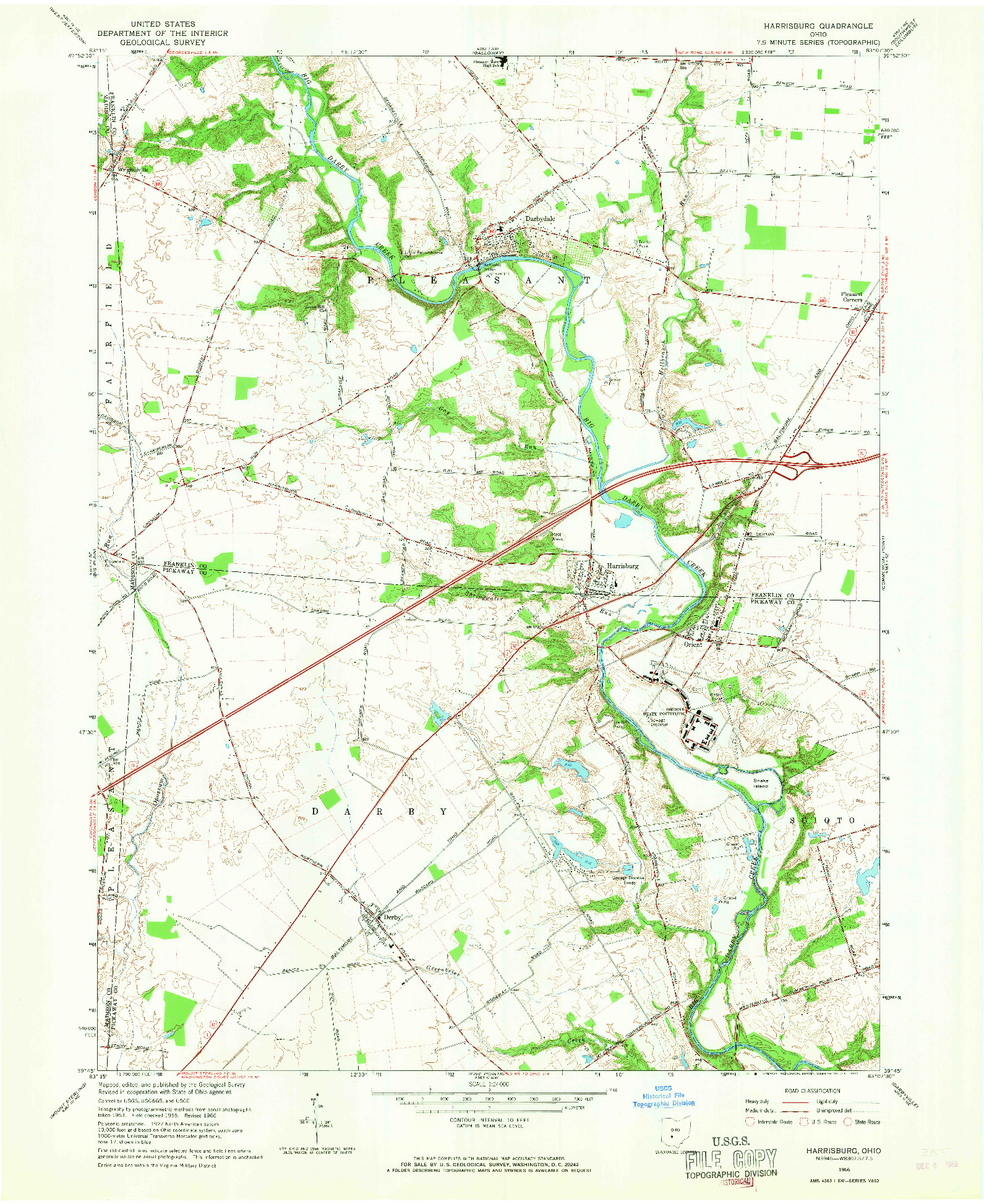 USGS 1:24000-SCALE QUADRANGLE FOR HARRISBURG, OH 1966