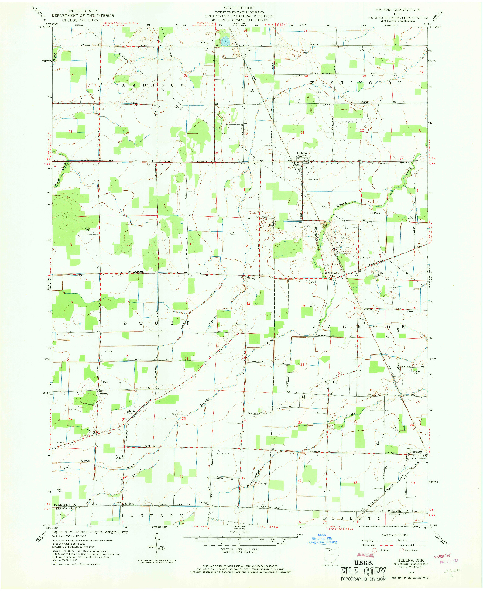 USGS 1:24000-SCALE QUADRANGLE FOR HELENA, OH 1959