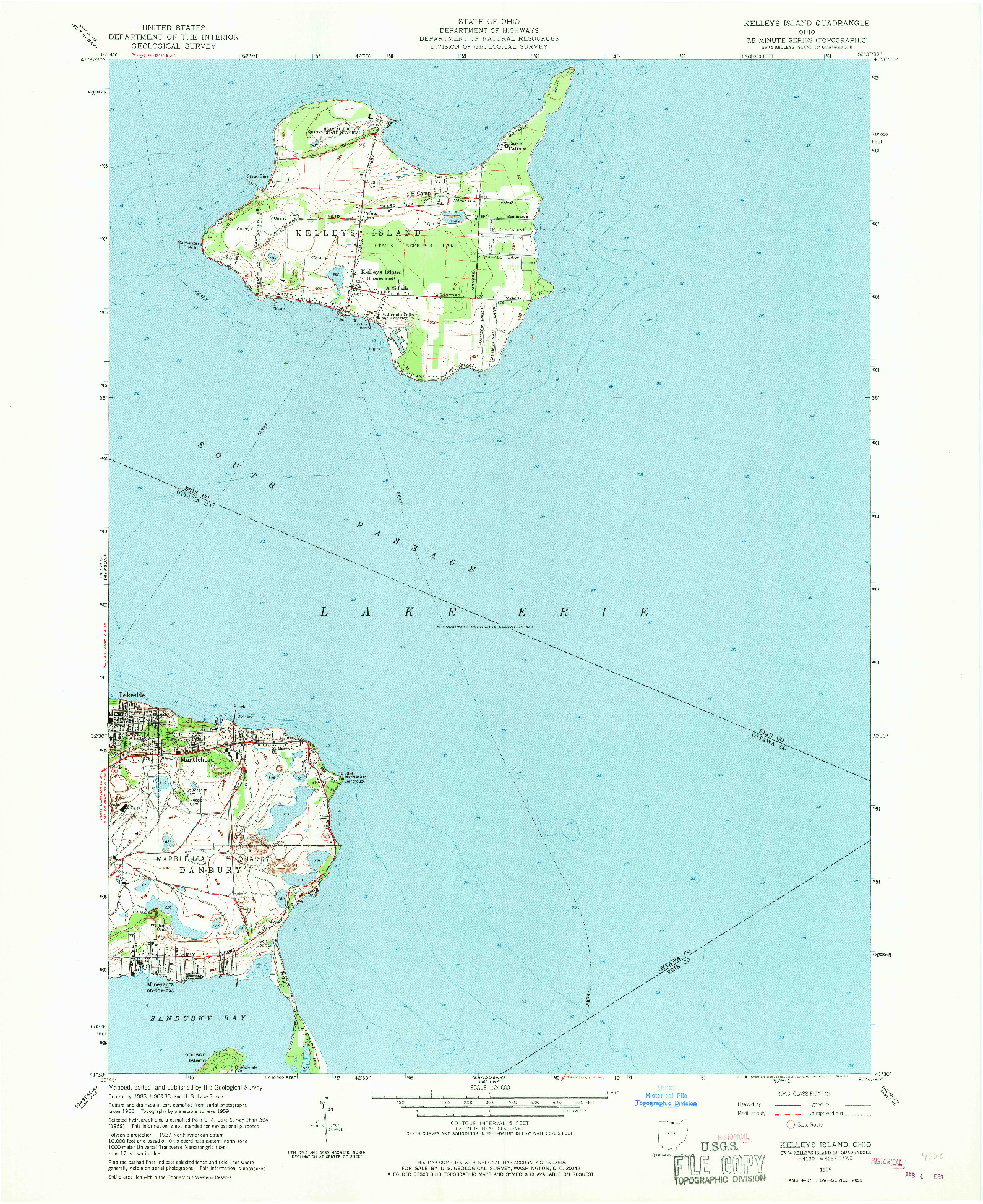 USGS 1:24000-SCALE QUADRANGLE FOR KELLEYS ISLAND, OH 1959